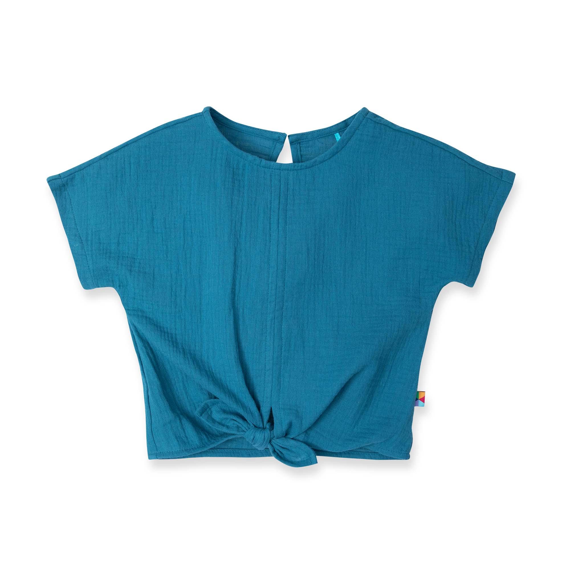 Blue muslin tied blouse