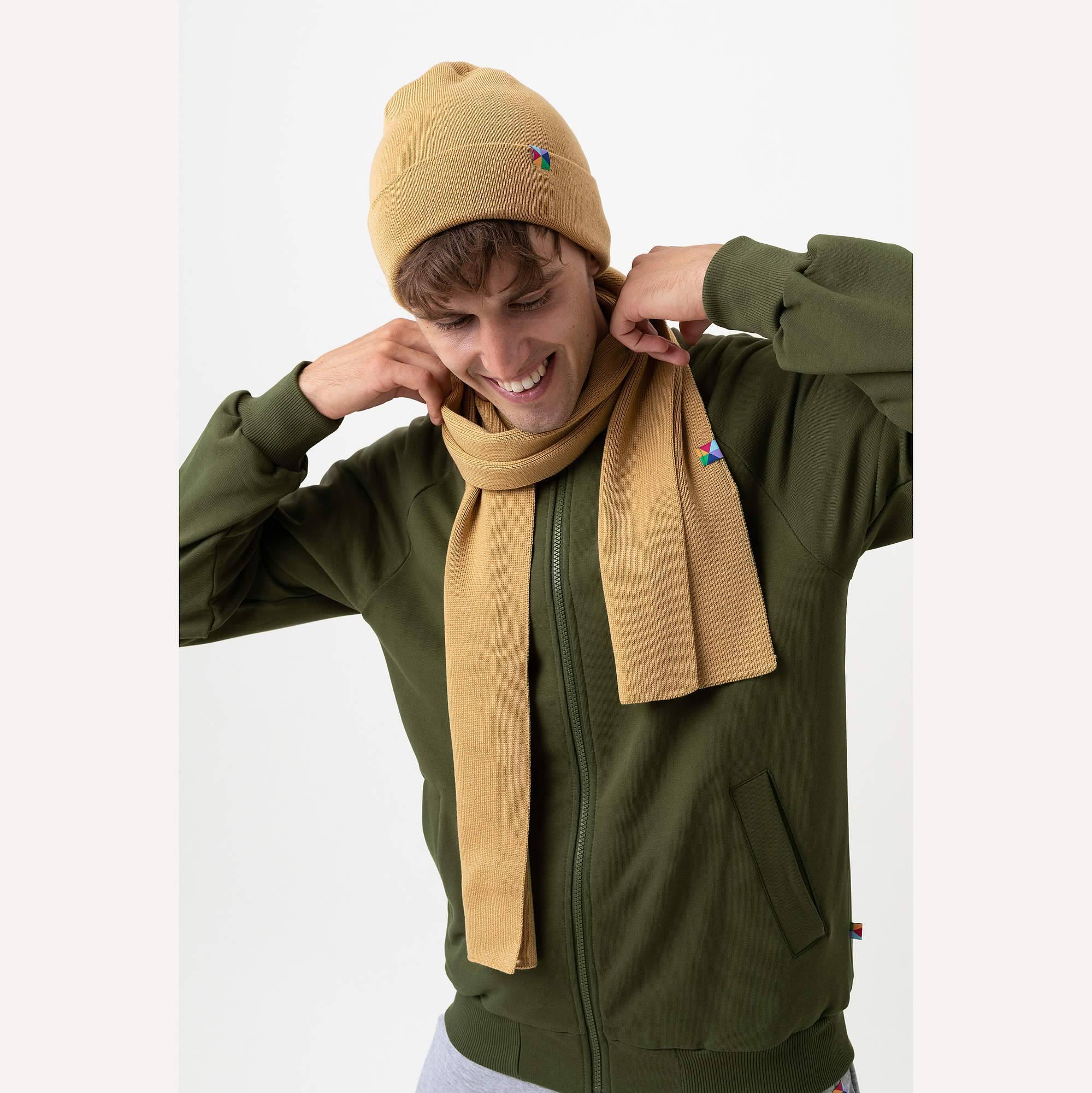 Mustard fine knit merino wool beanie