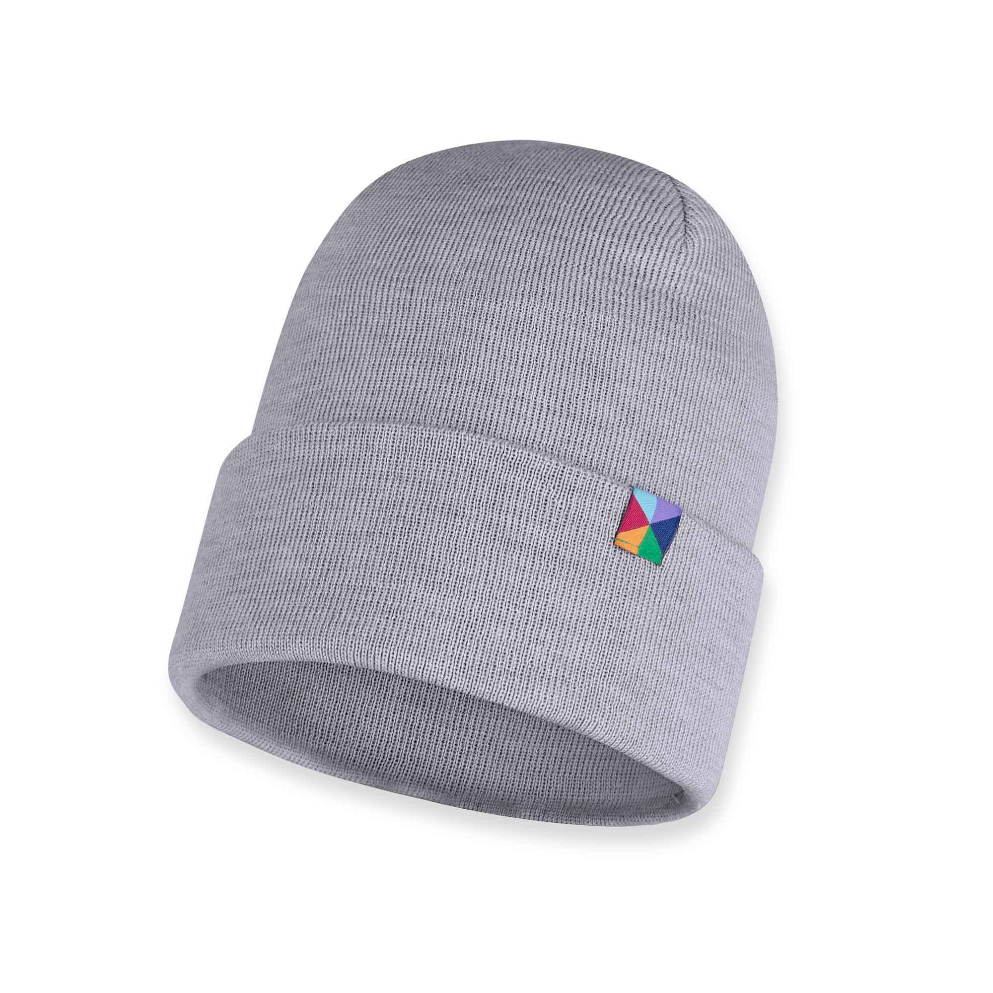 Grey melange fine knit merino wool cap kids