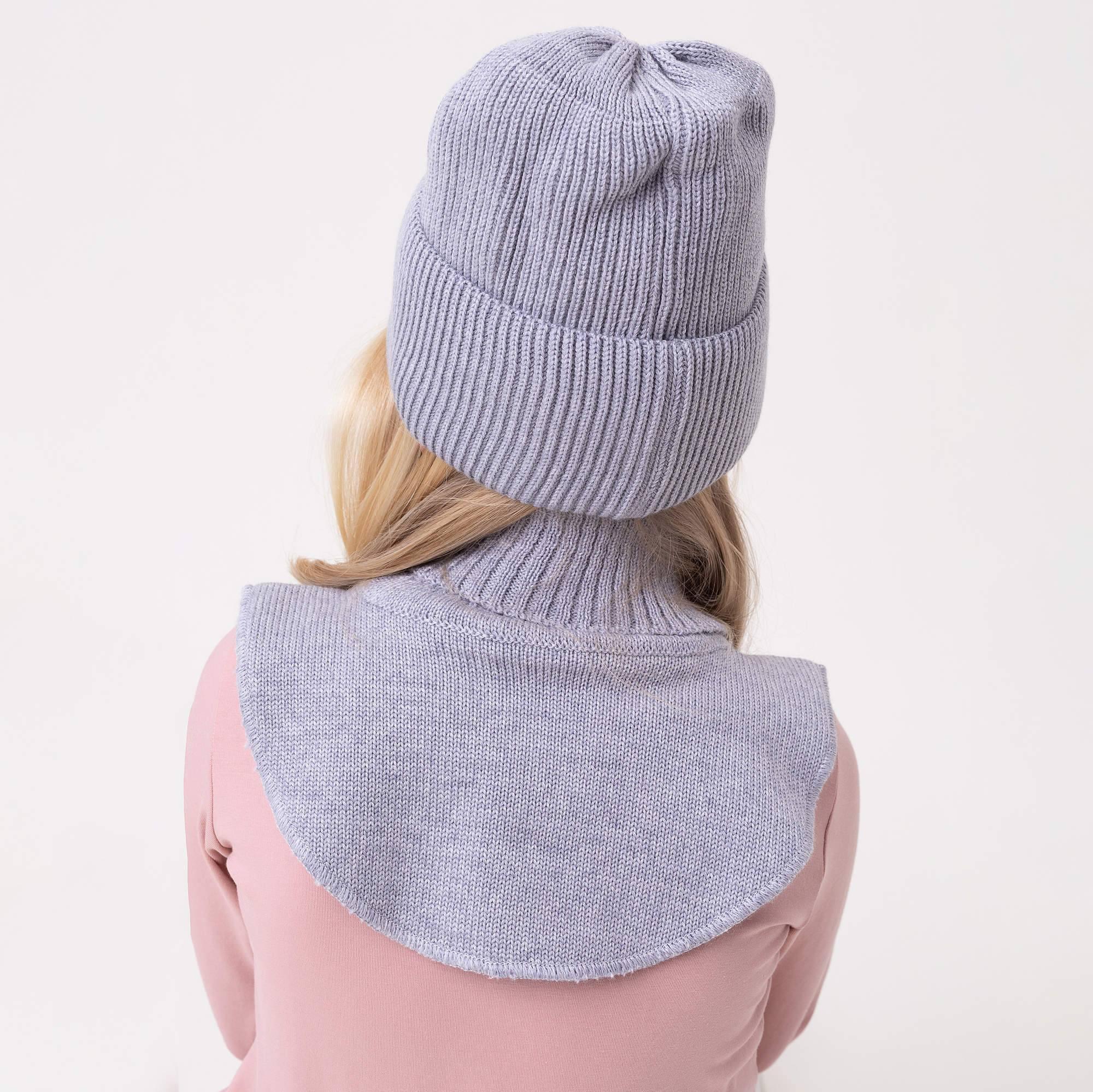 Grey melange merino wool hat kids