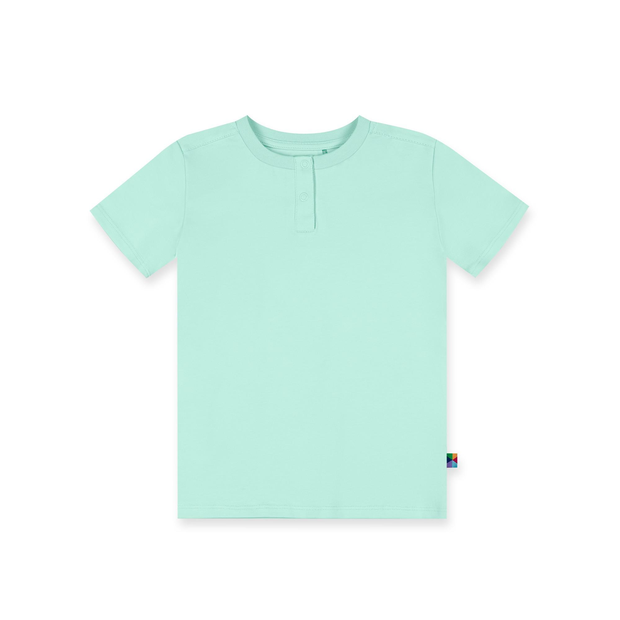 Mint round neck button-up shirt