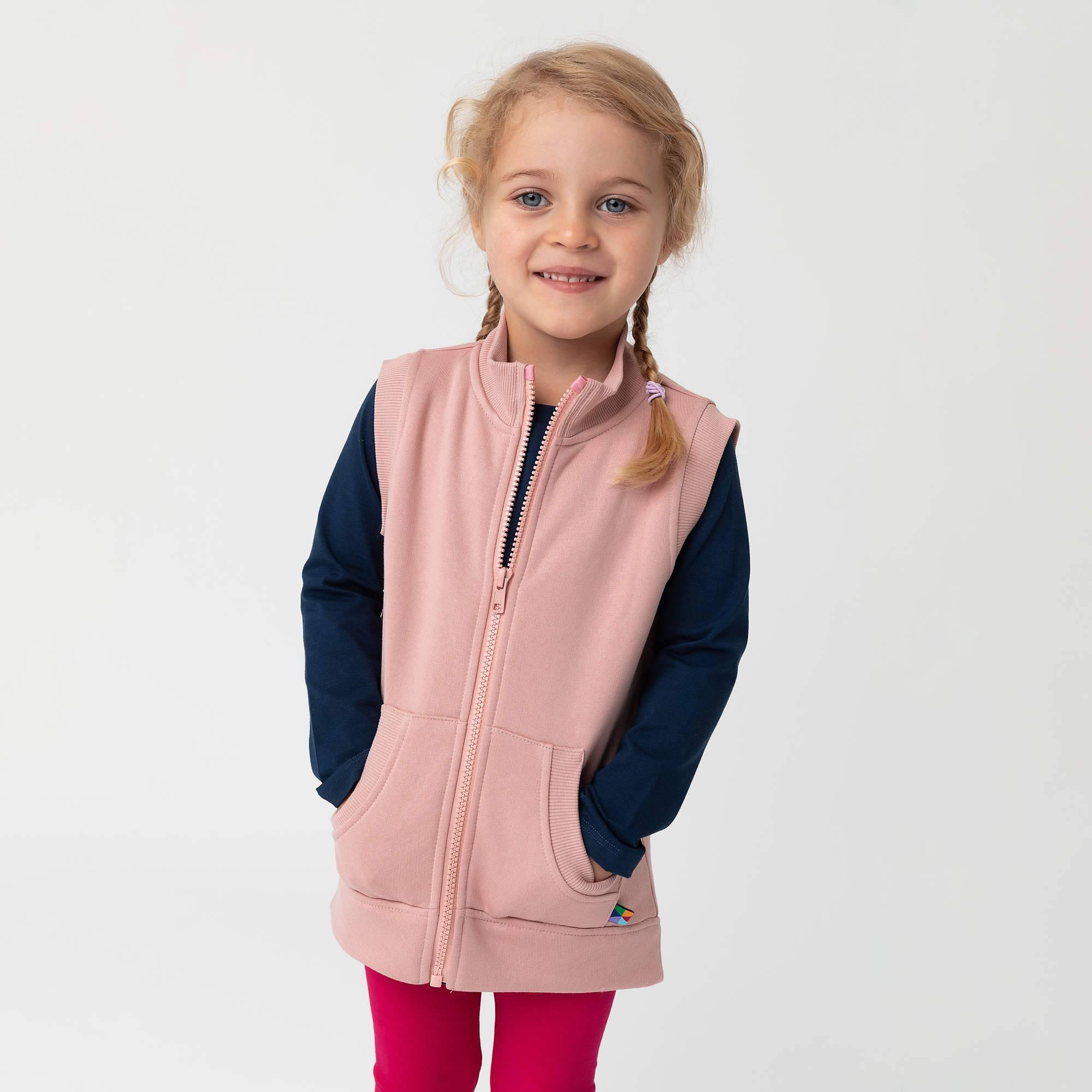 Pastel pink zip-up vest