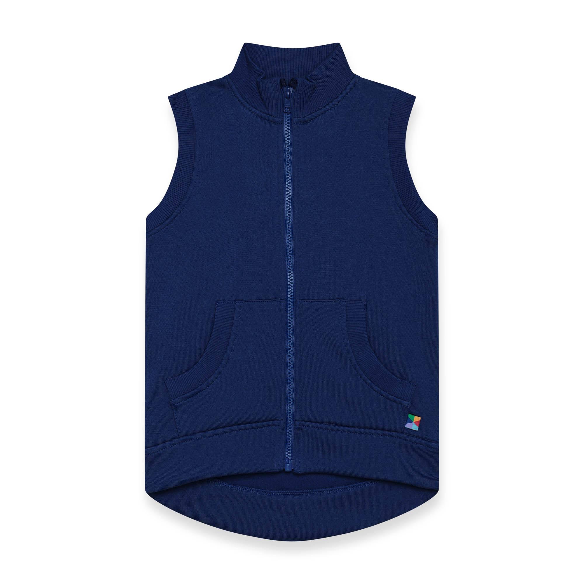 Navy blue zip-up vest