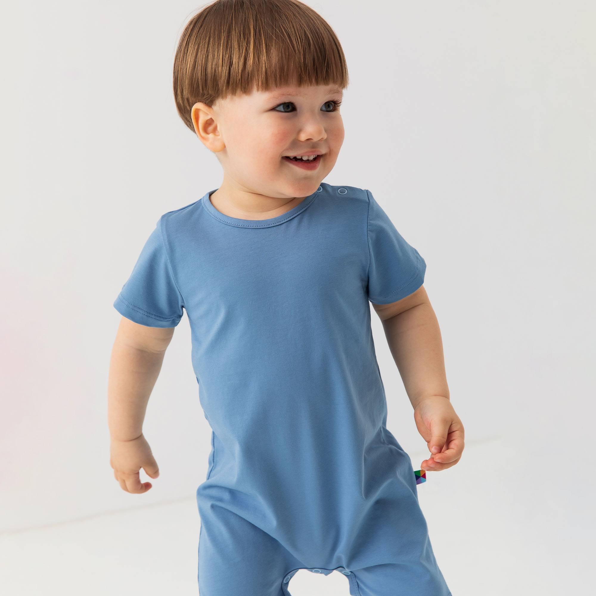 Sky blue short sleeve romper