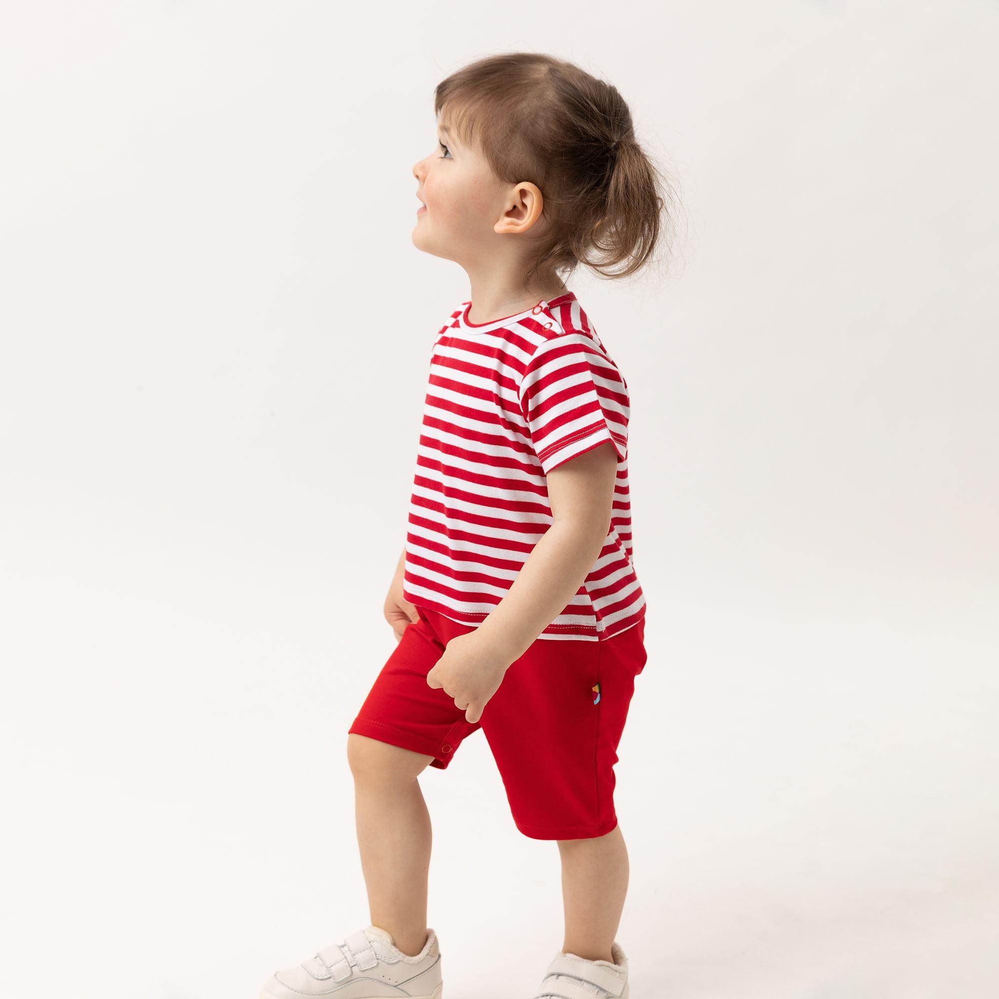 Red stripes striped short sleeve romper Baby