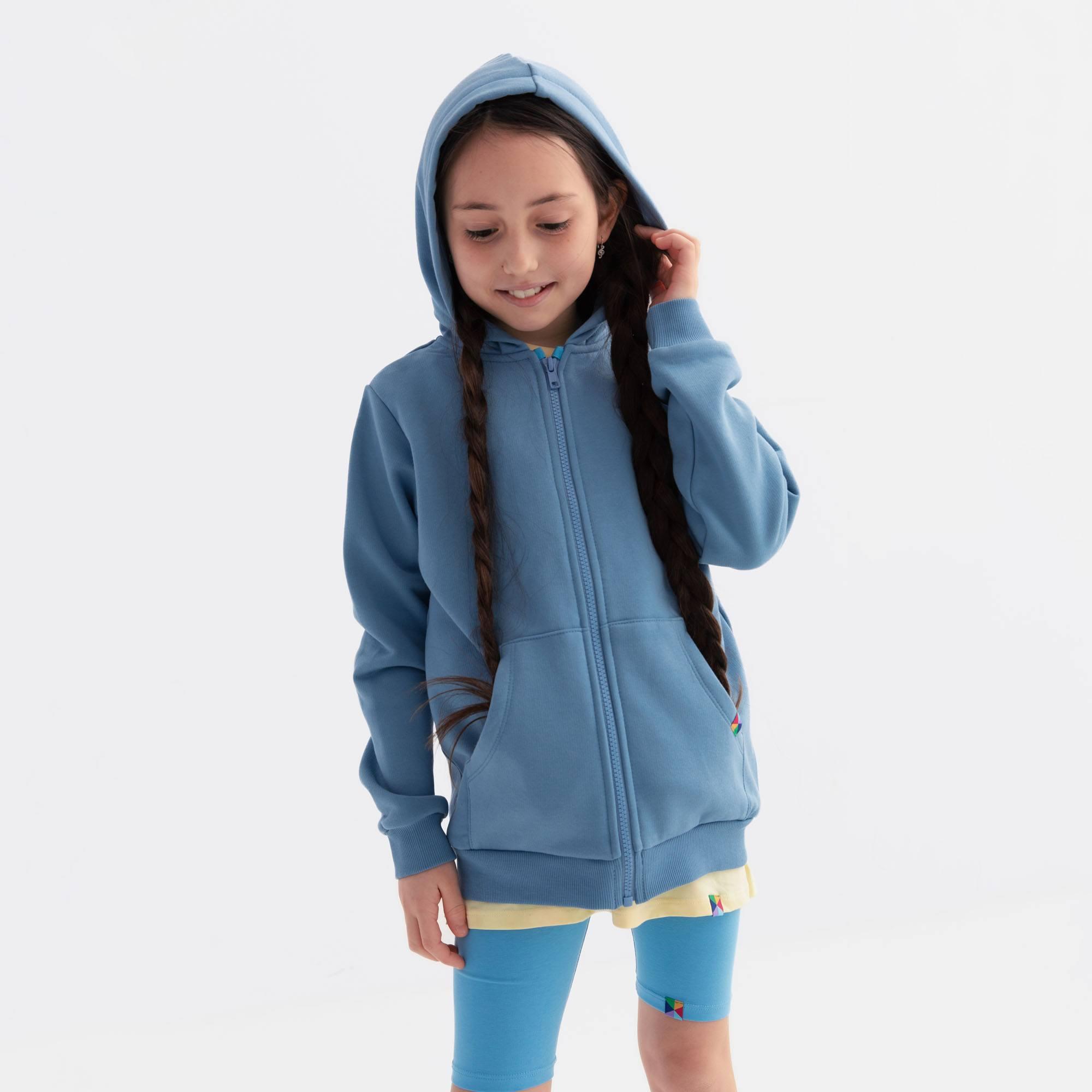 Sky blue zip-up fleece jacket