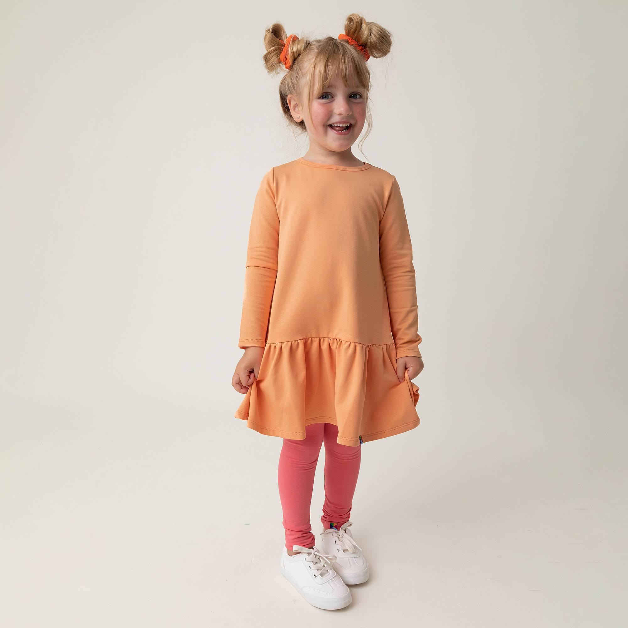 Apricot flared sweatshirt dress