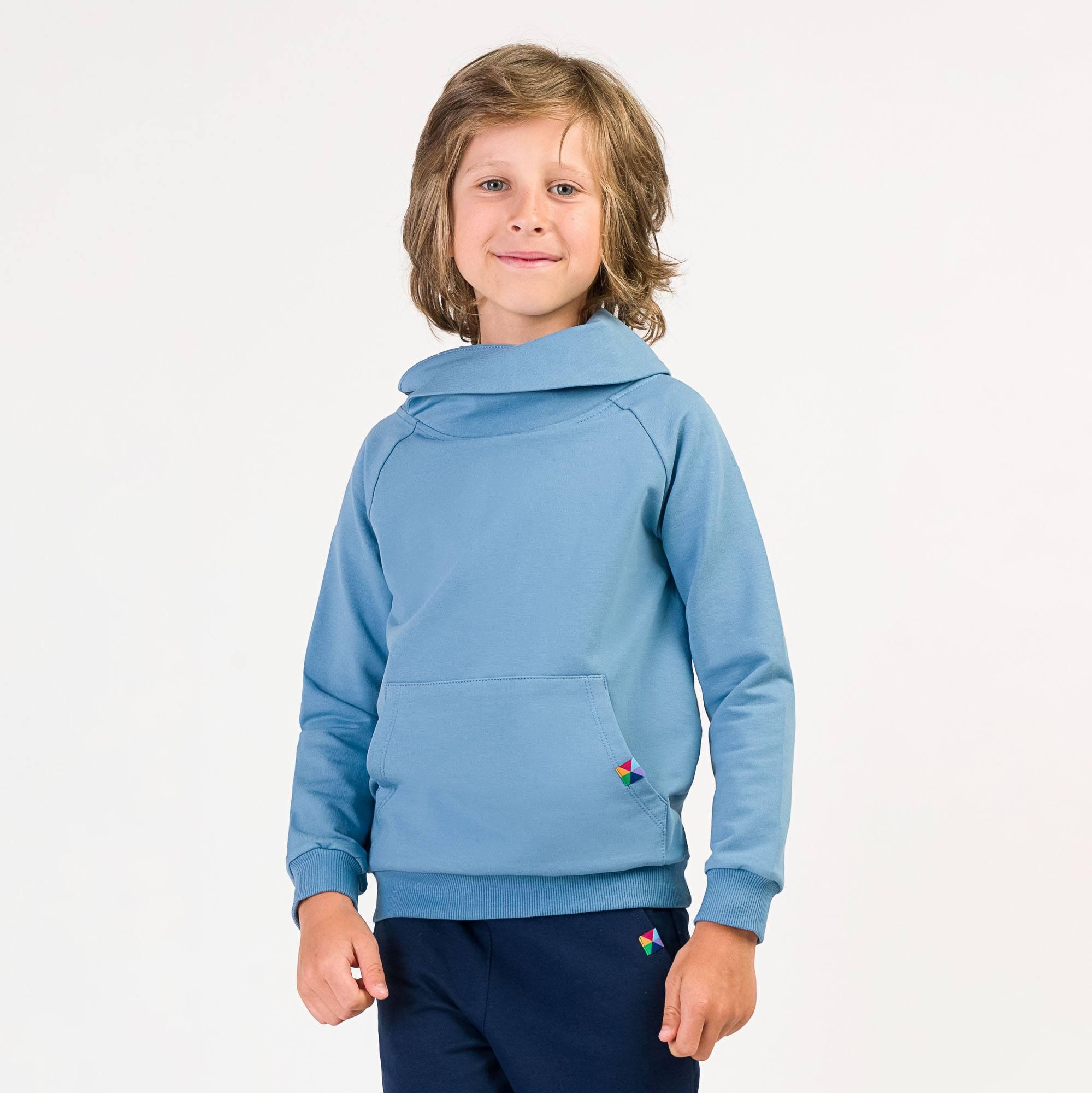 Sky blue funnel neck pullover sweatshirt