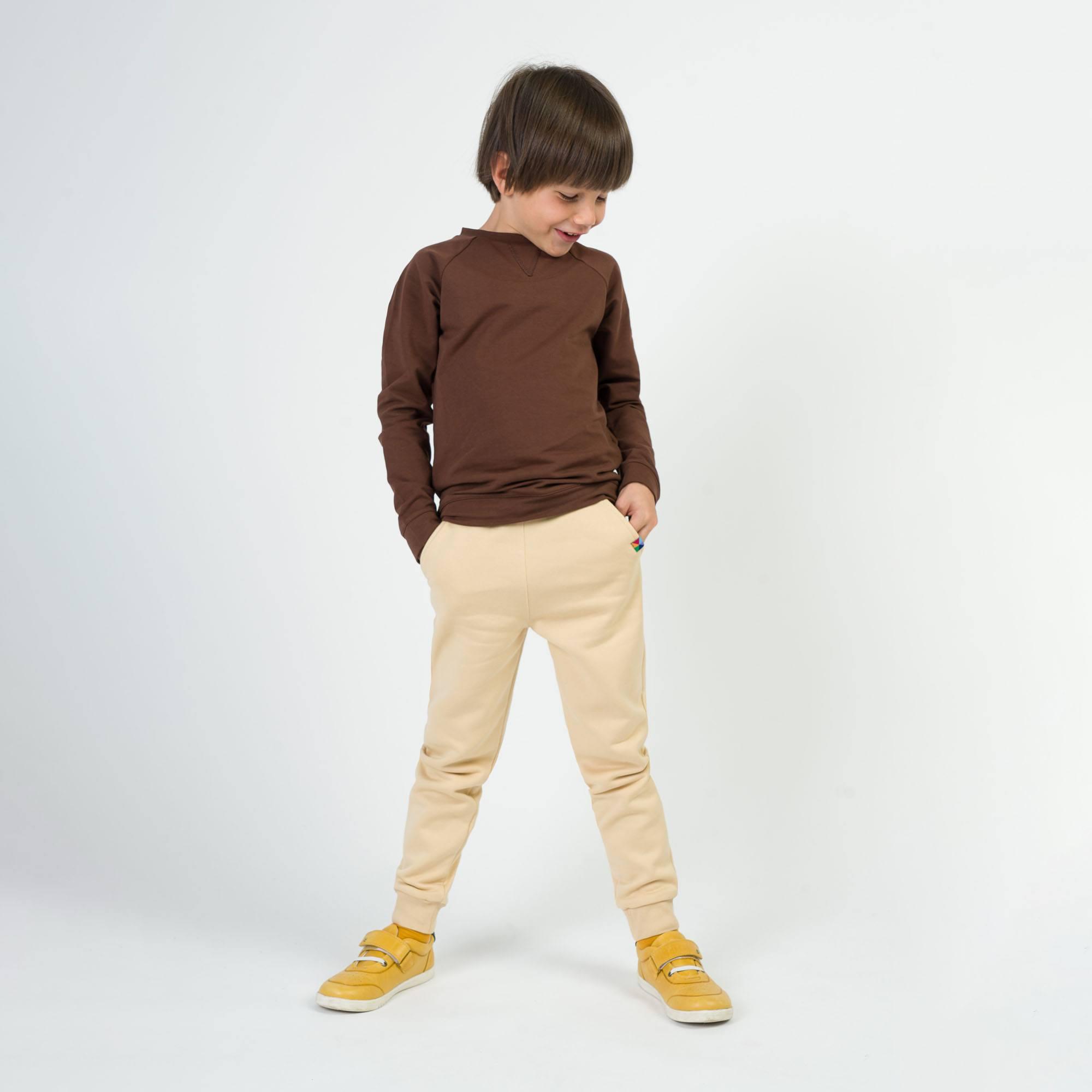 Beige fleece-lined joggers kids