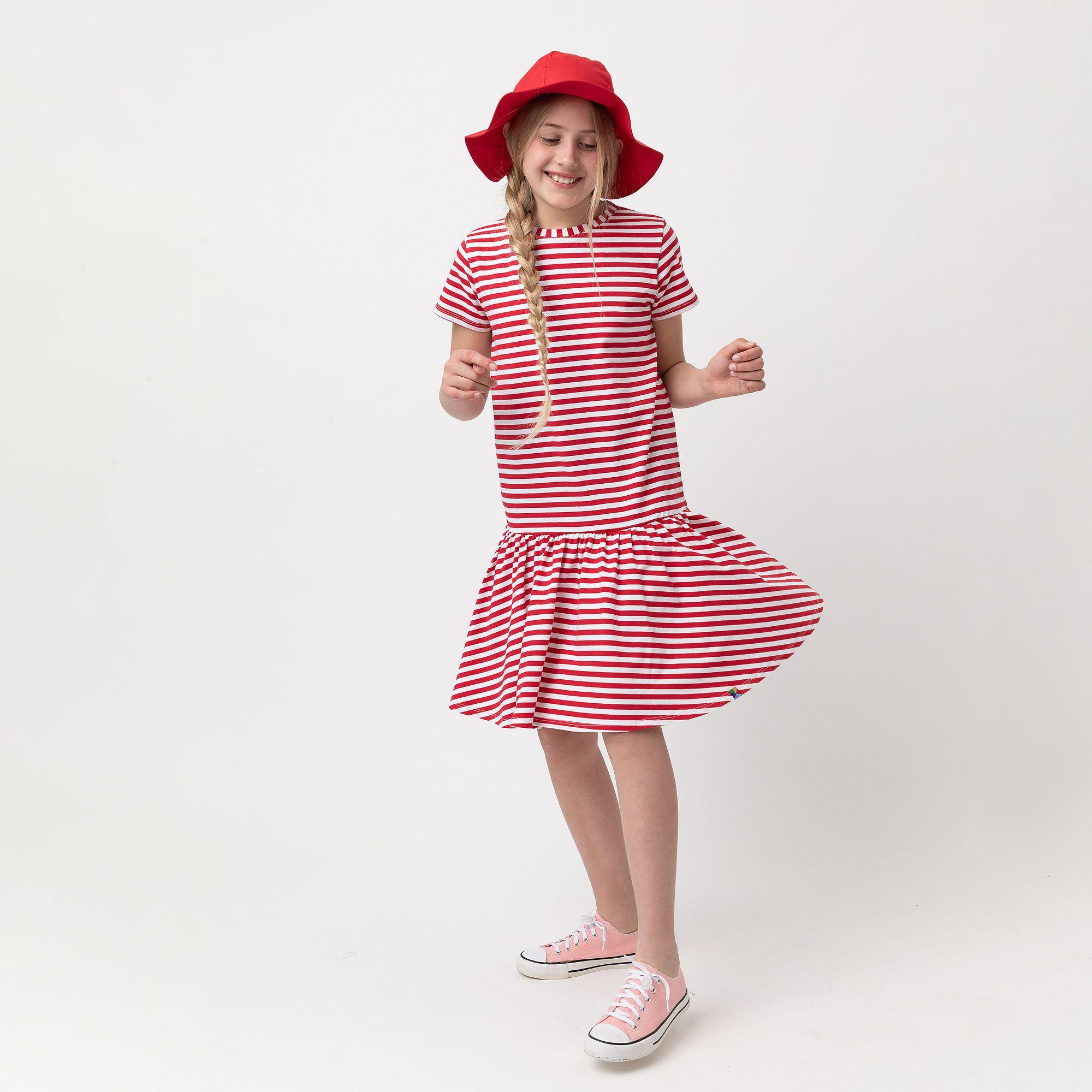 Red stripes frill dress Junior