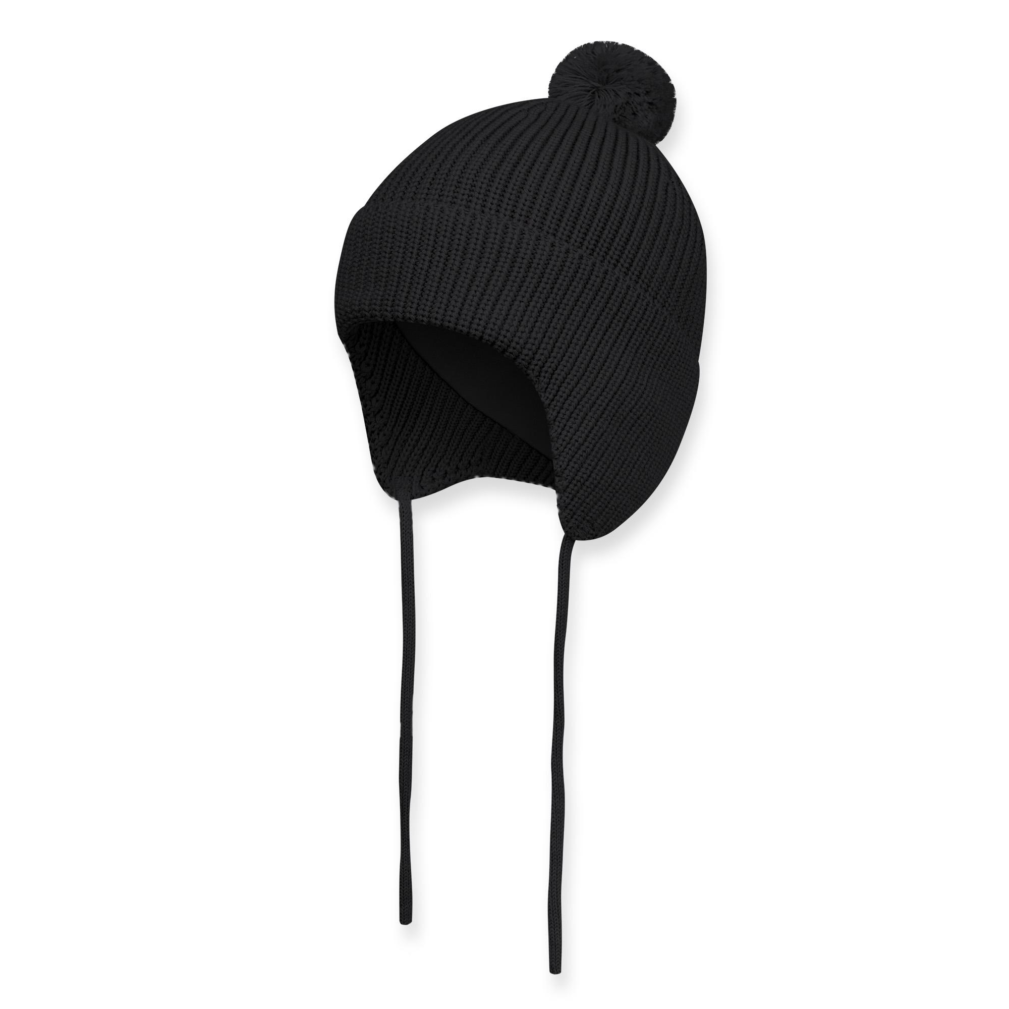 Black merino wool hat Baby