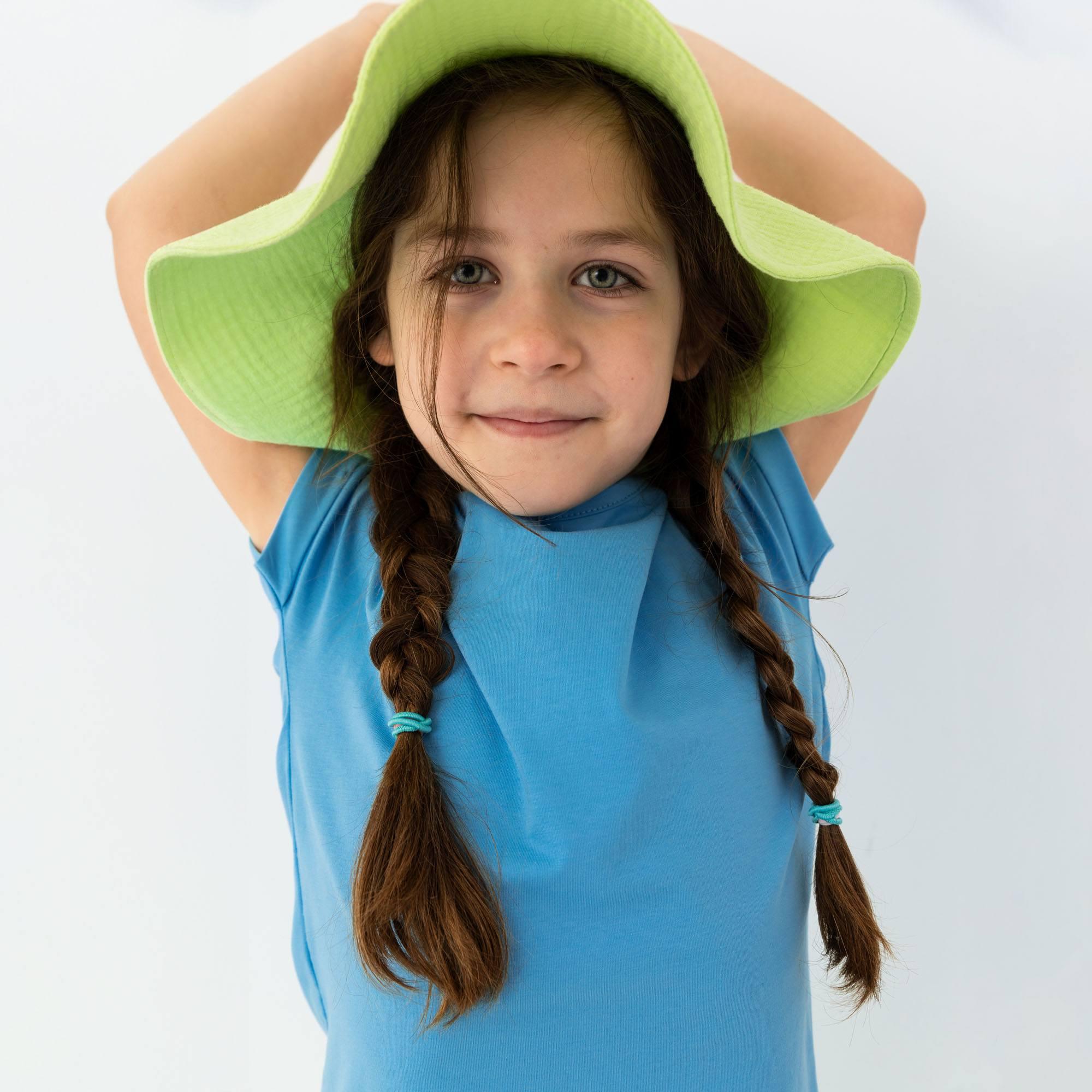 Lime muslin brimmed hat