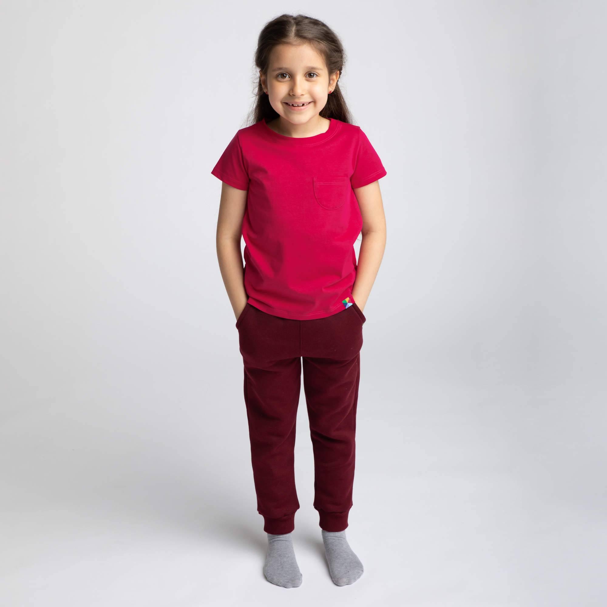 Burgundy fleece-lined joggers kids