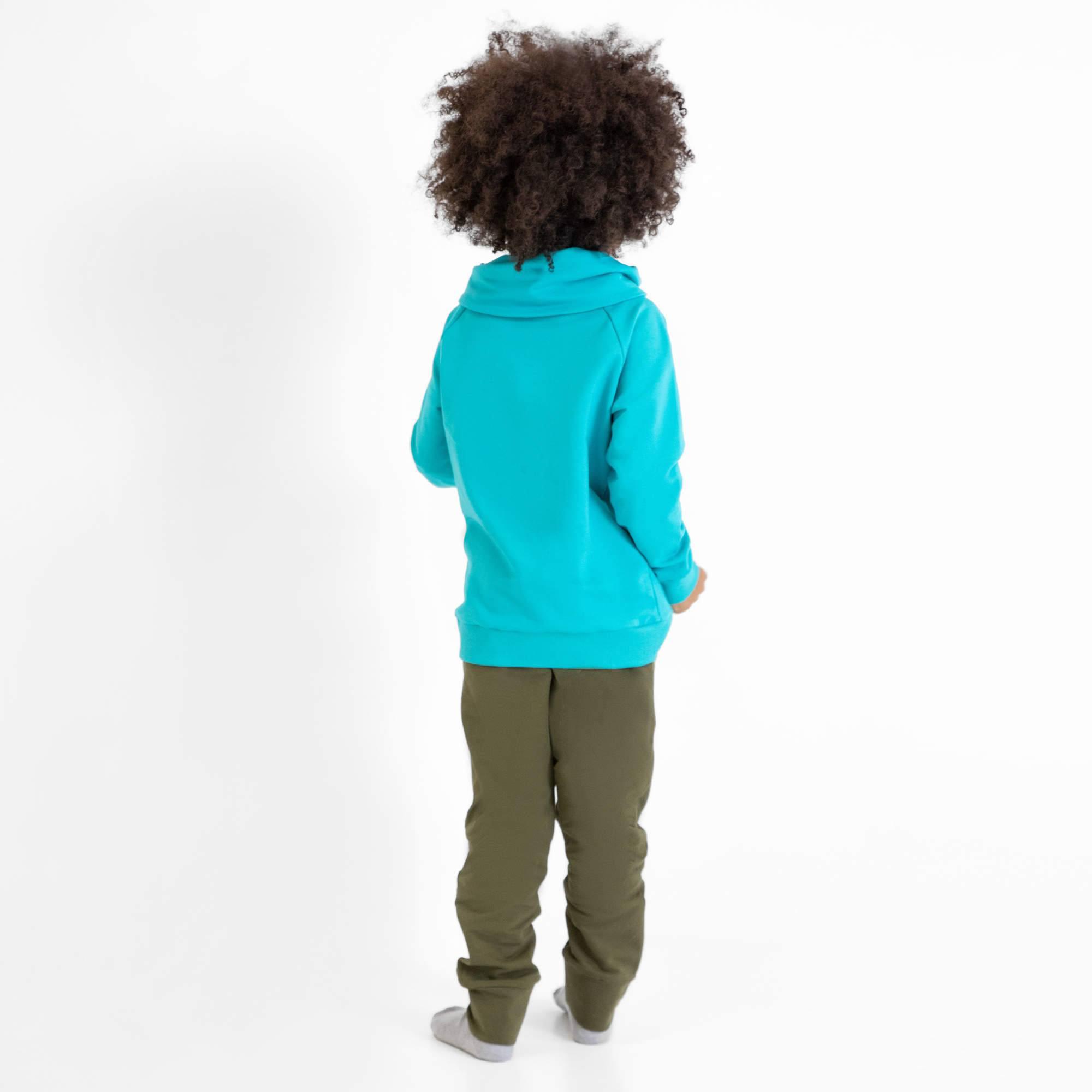 Turquoise funnel neck pullover sweatshirt