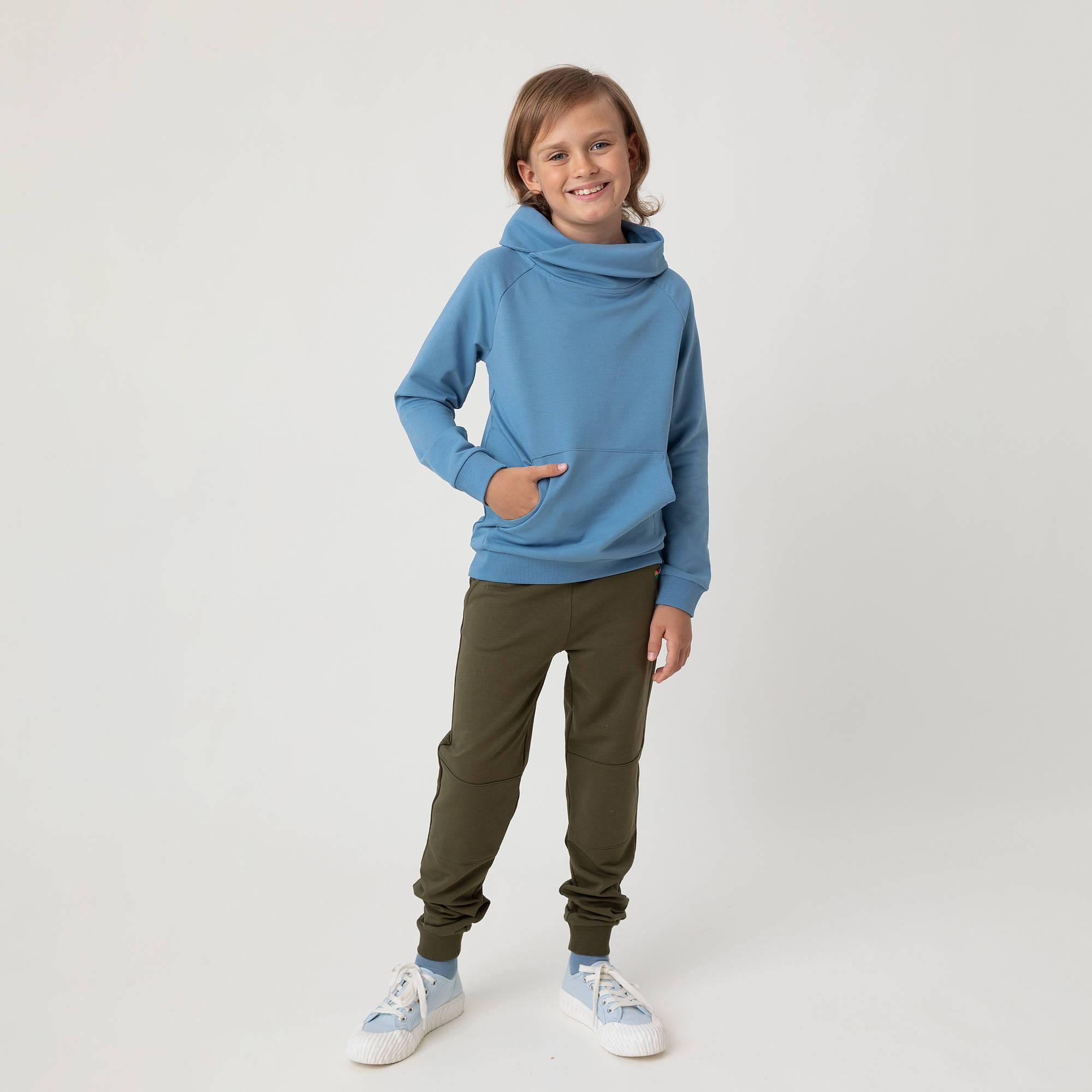 Sky blue funnel neck pullover sweatshirt