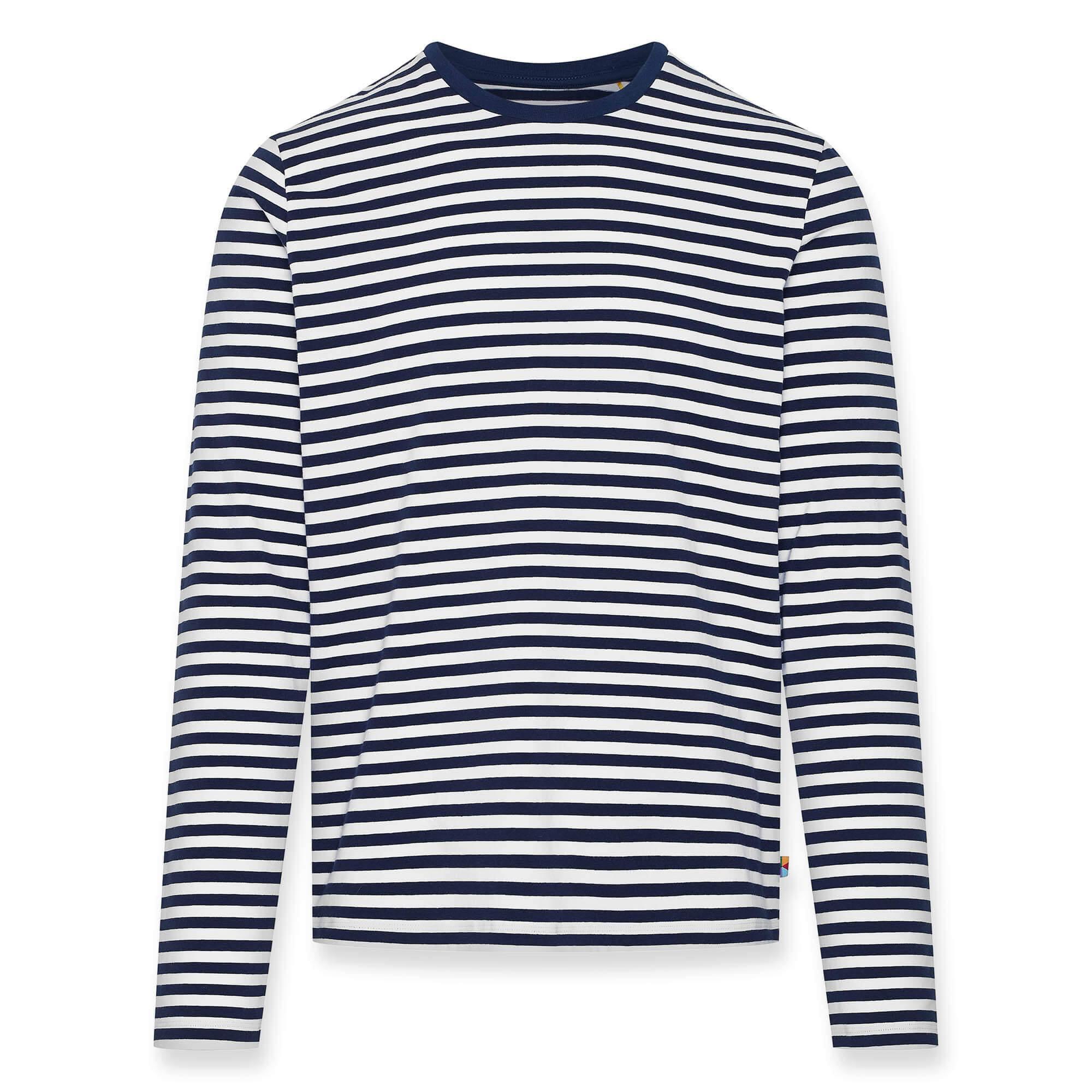 Navy blue stripes striped long sleeve shirt Men