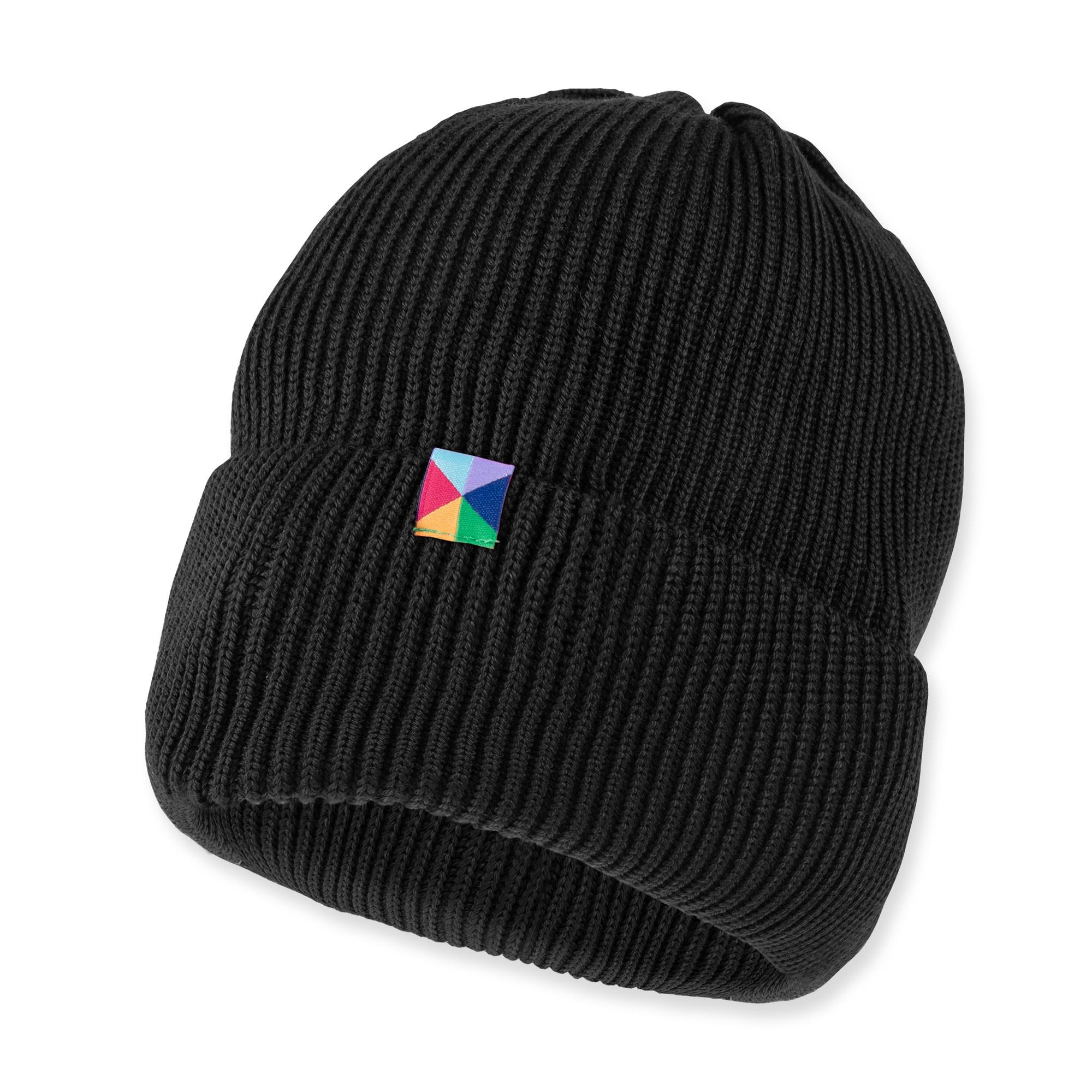 Black merino wool hat kids