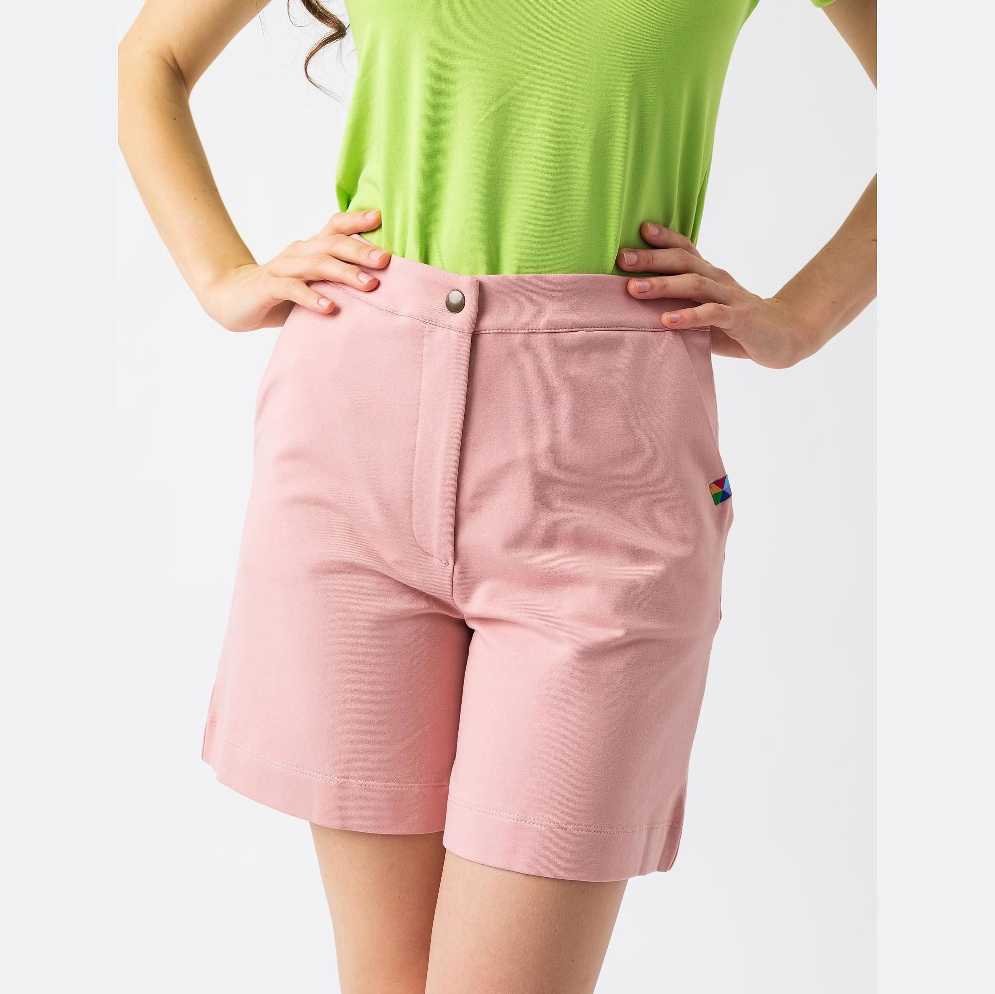 Pastel pink zippered bermuda shorts Women