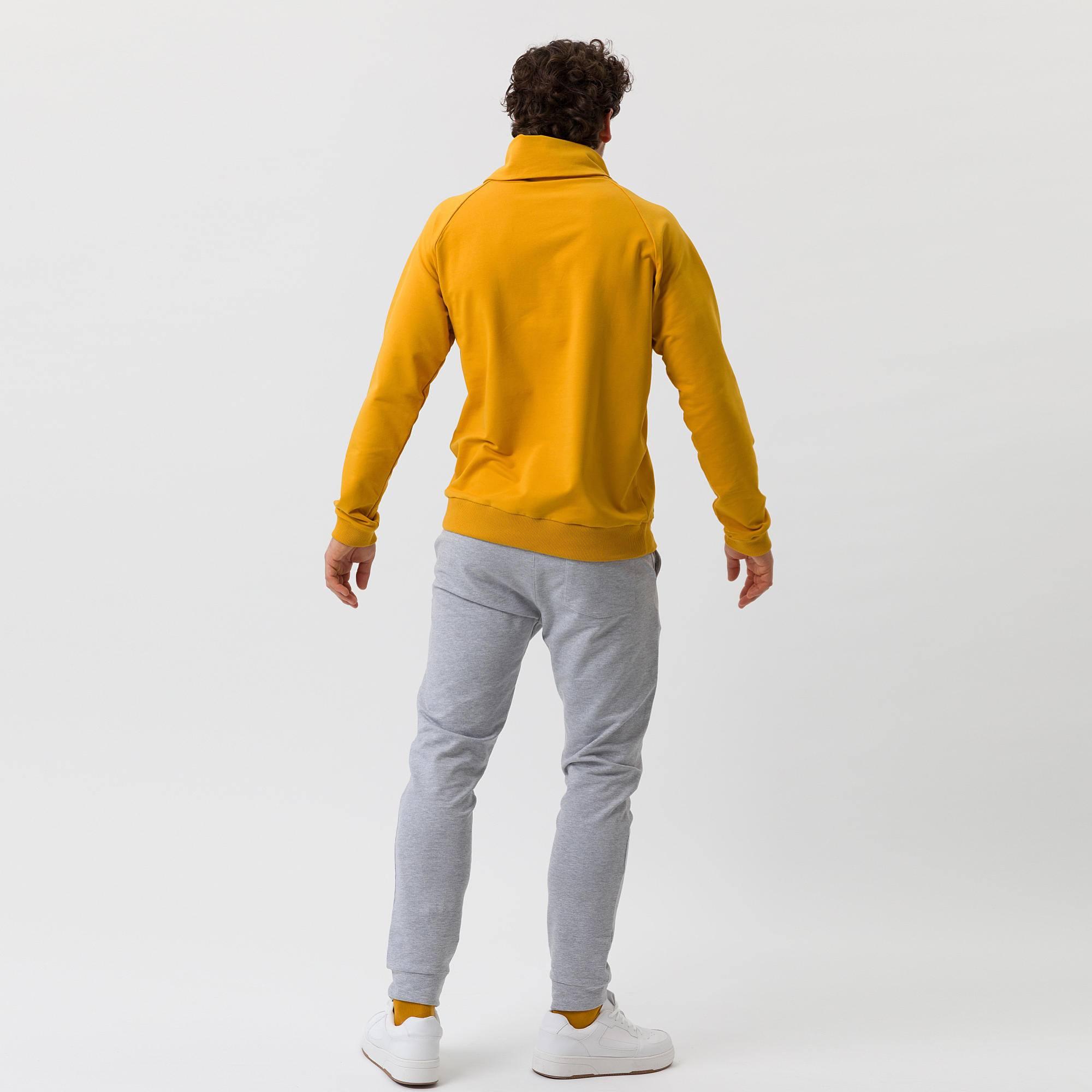 Mustard funnel neck pullover sweatshirt Men