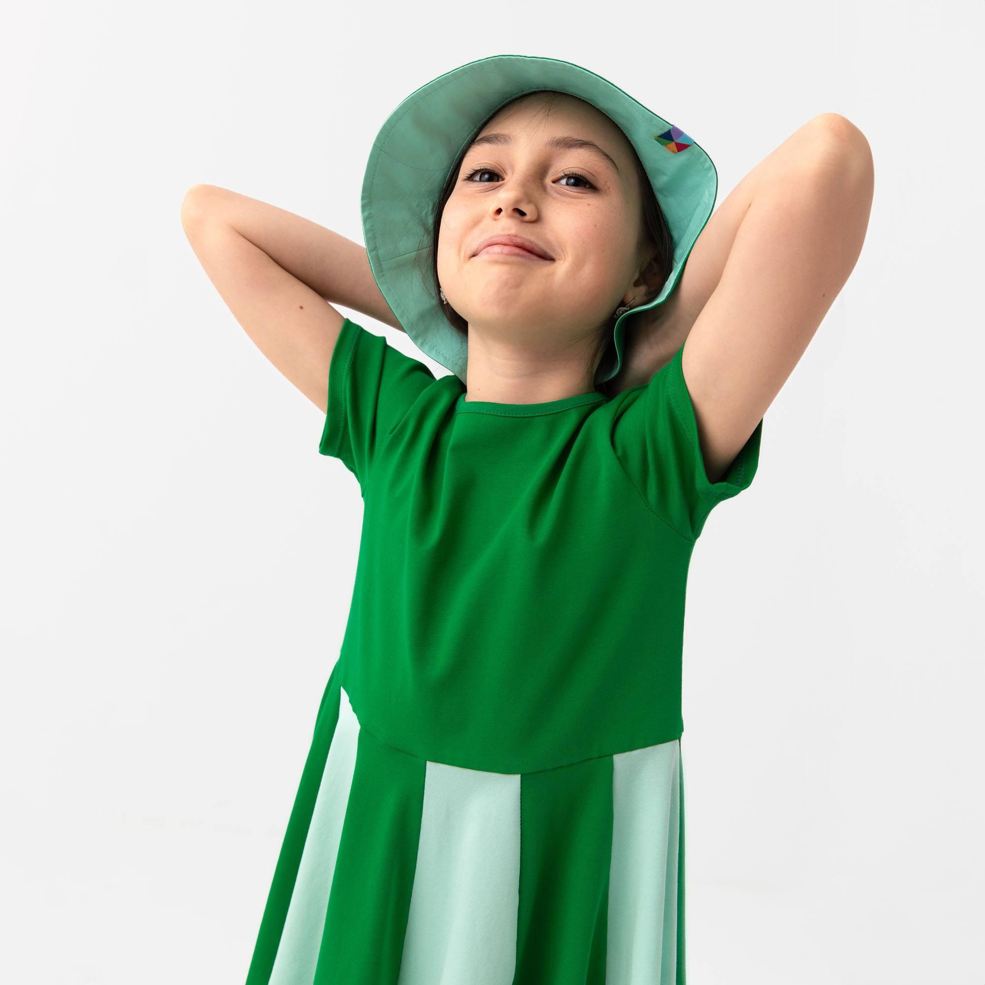 Green - mint short sleeve dress with colorful ruffle