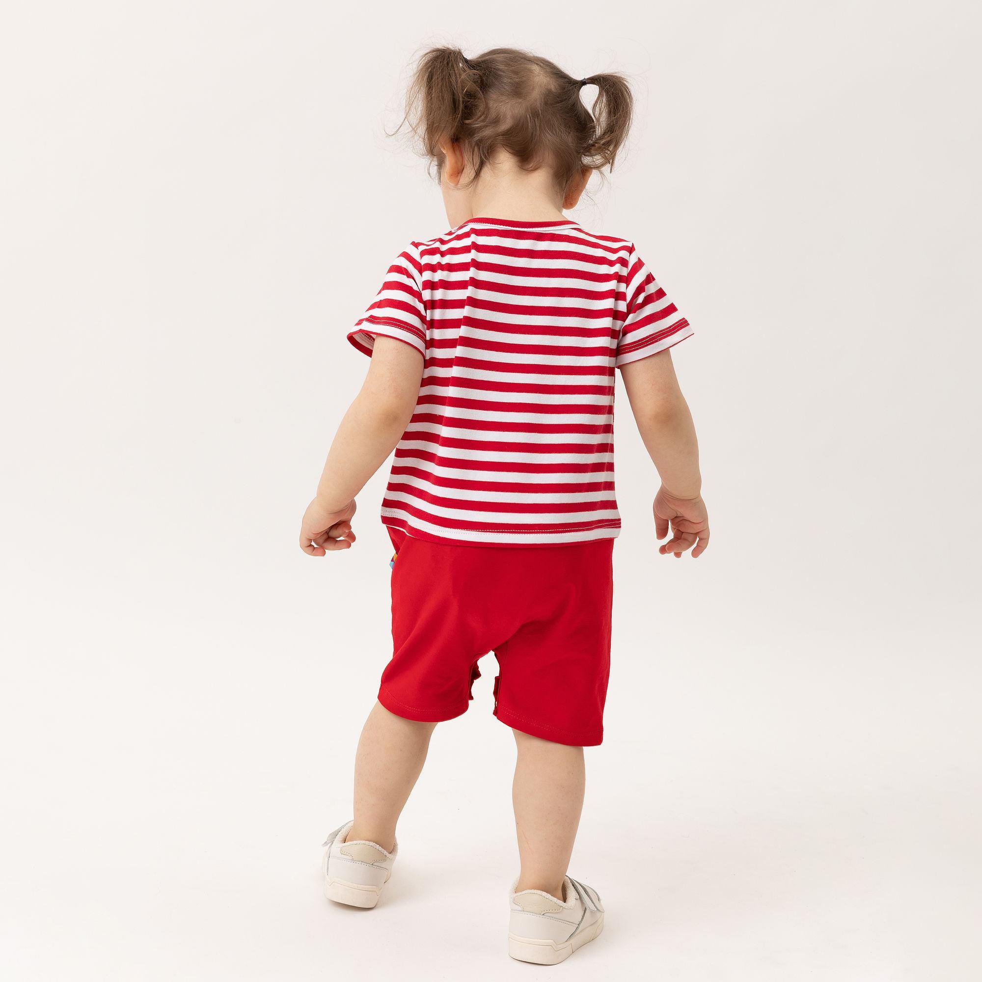 Red stripes striped short sleeve romper Baby