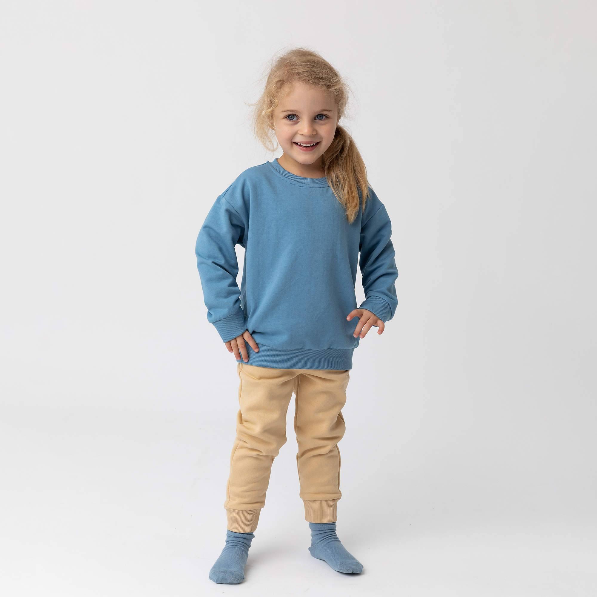 Sky blue fleece-lined sweatshirt