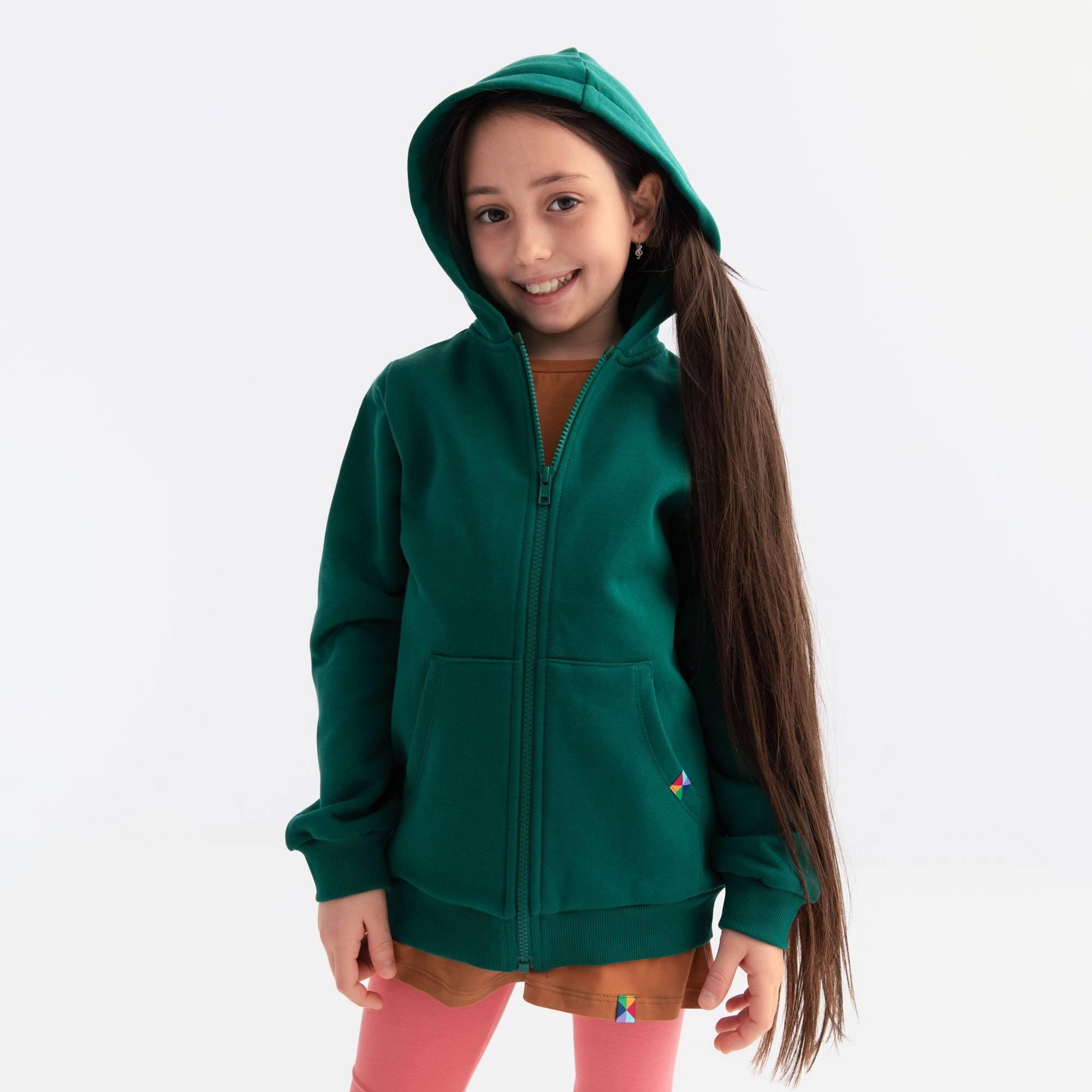 Bottle-green zip-up fleece jacket