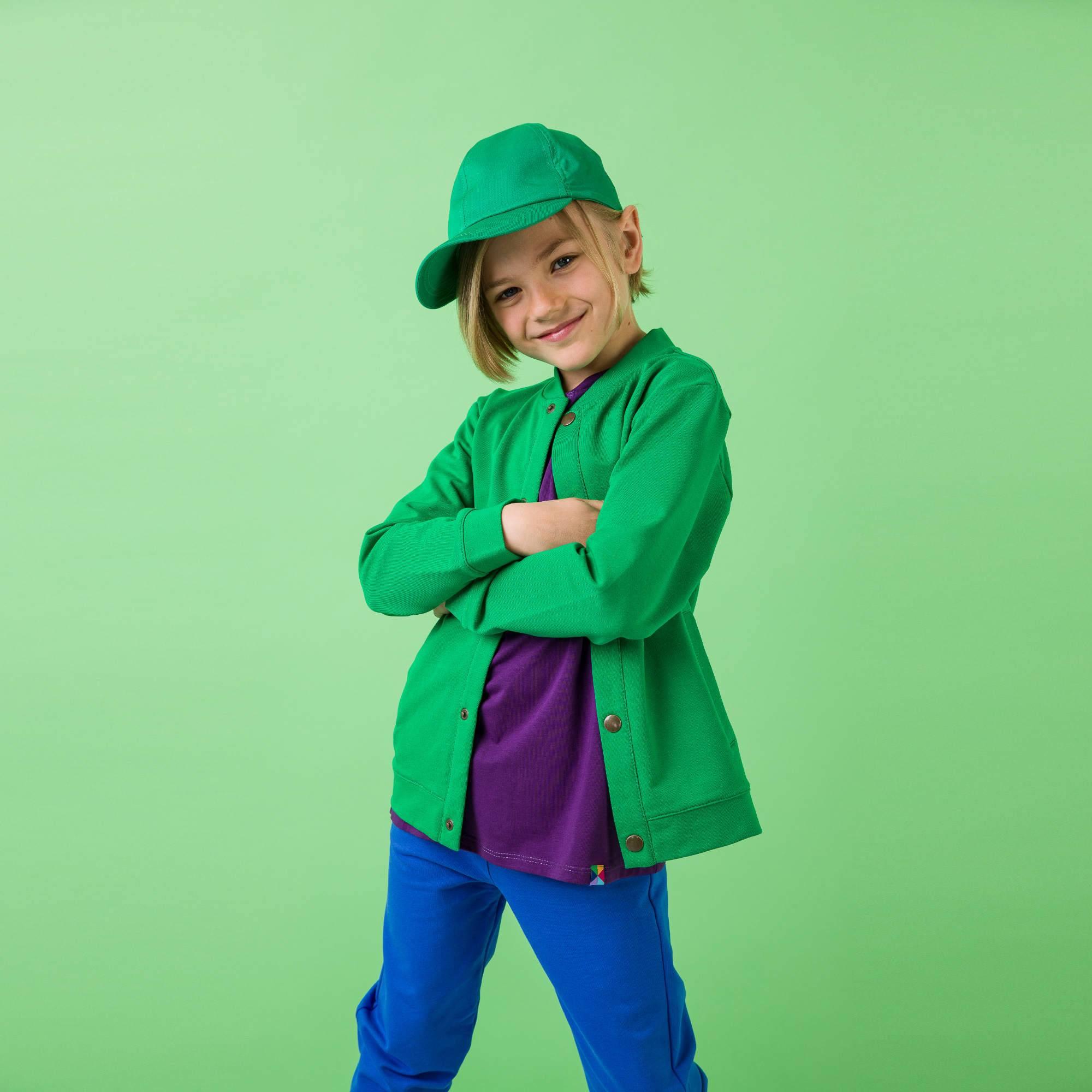 Green button-up bomber jacket with pockets