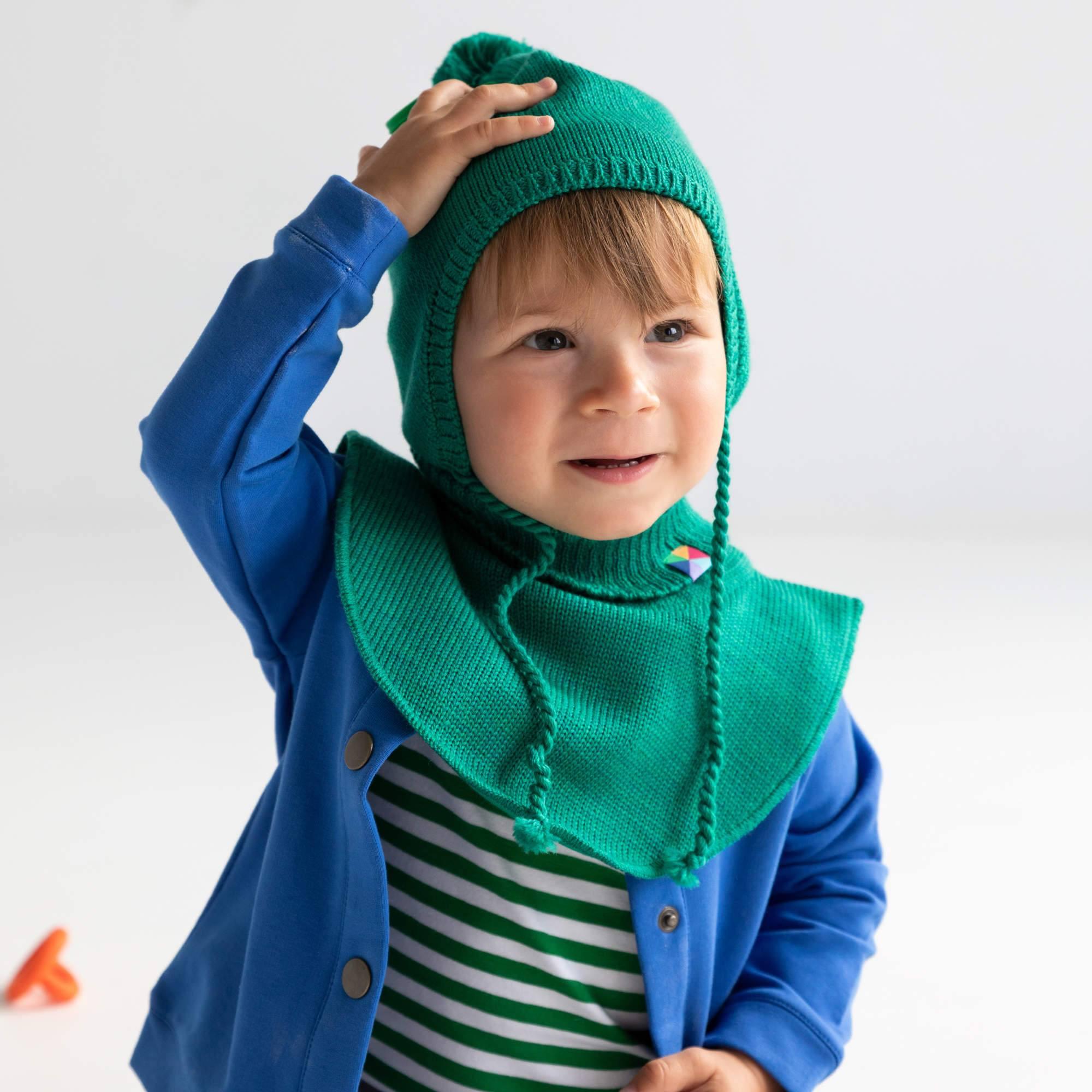 Green merino wool neck warmer Baby