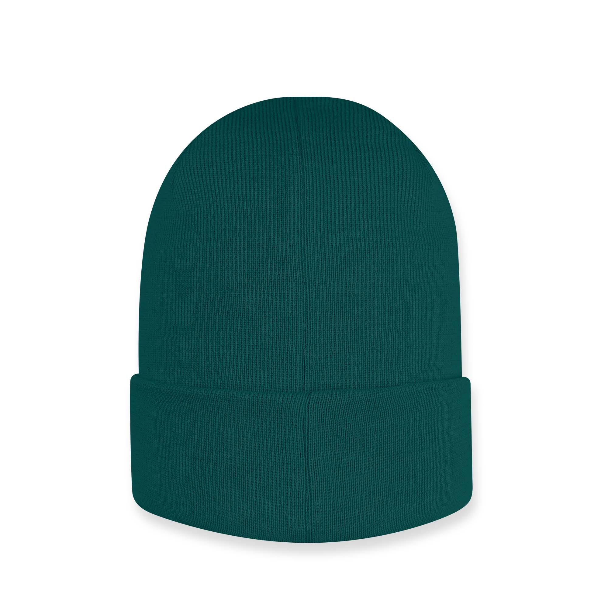 Bottle-green fine knit merino wool beanie