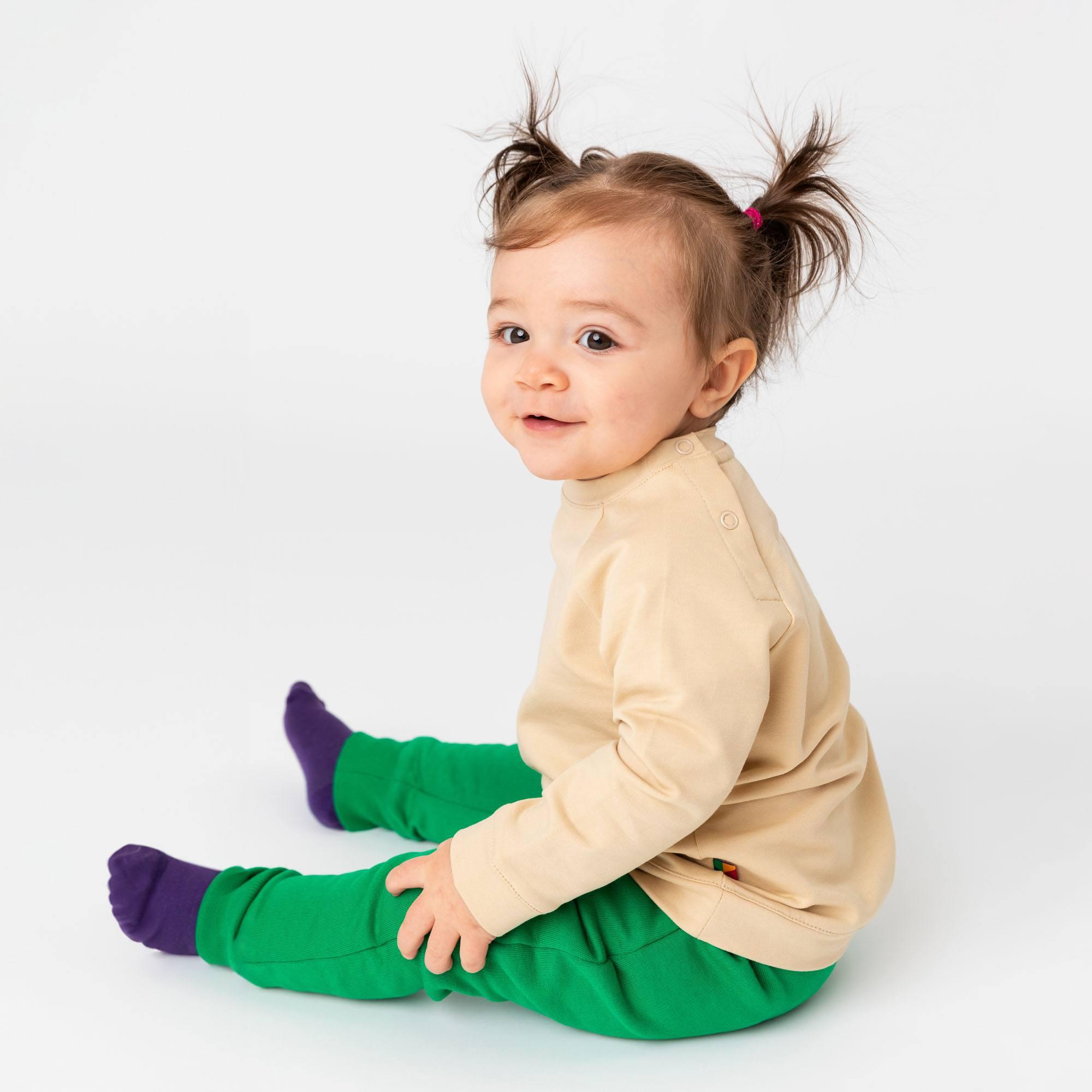 Green fleece-lined joggers Baby