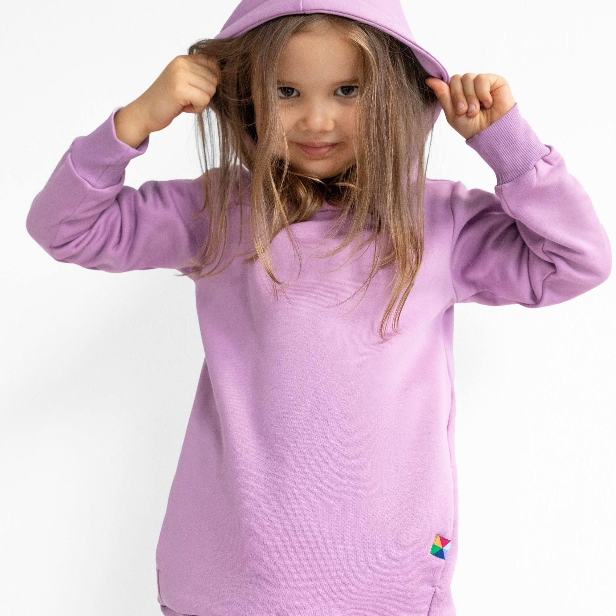 Light purple fleece-lined pullover hoodie