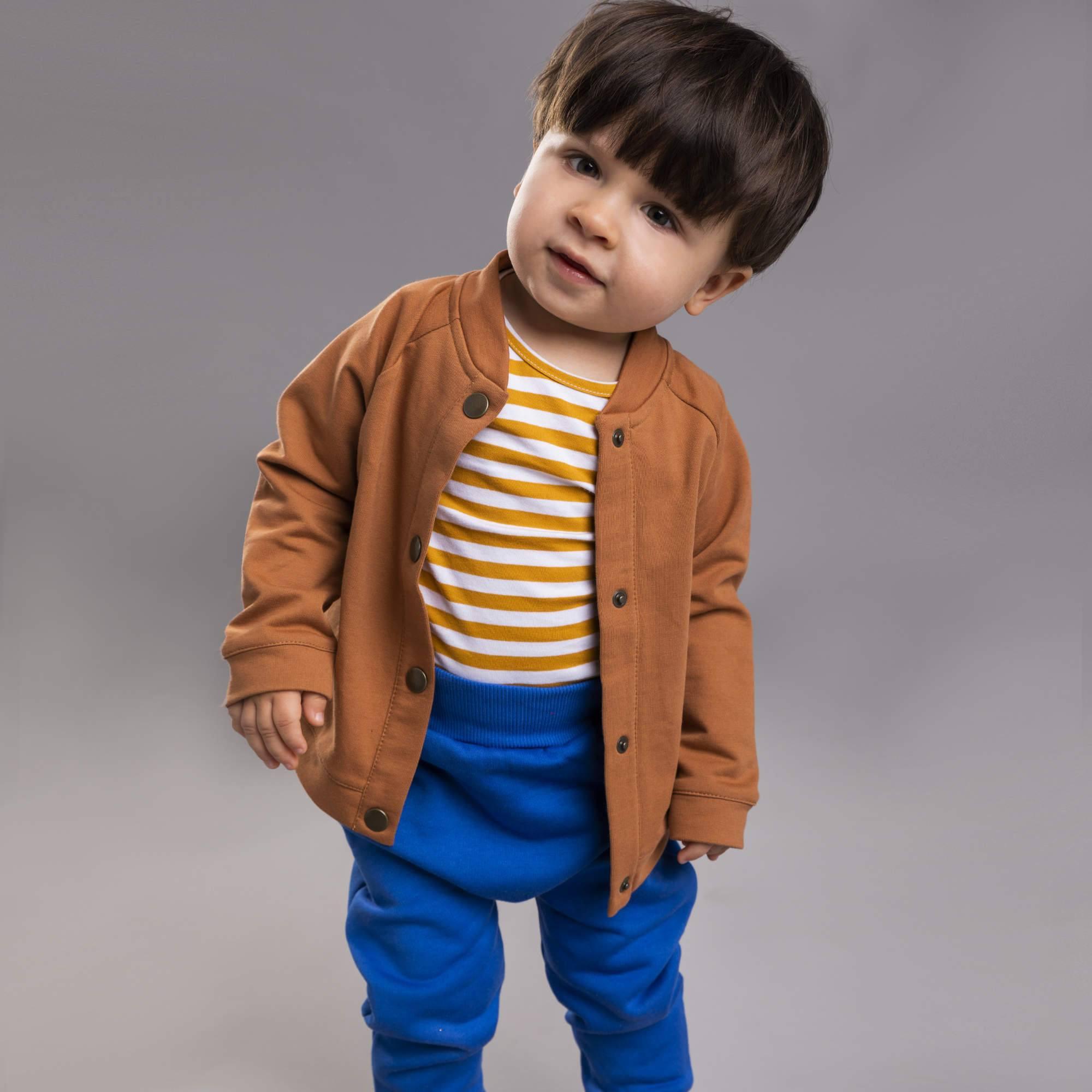 Caramel button-up bomber jacket Baby