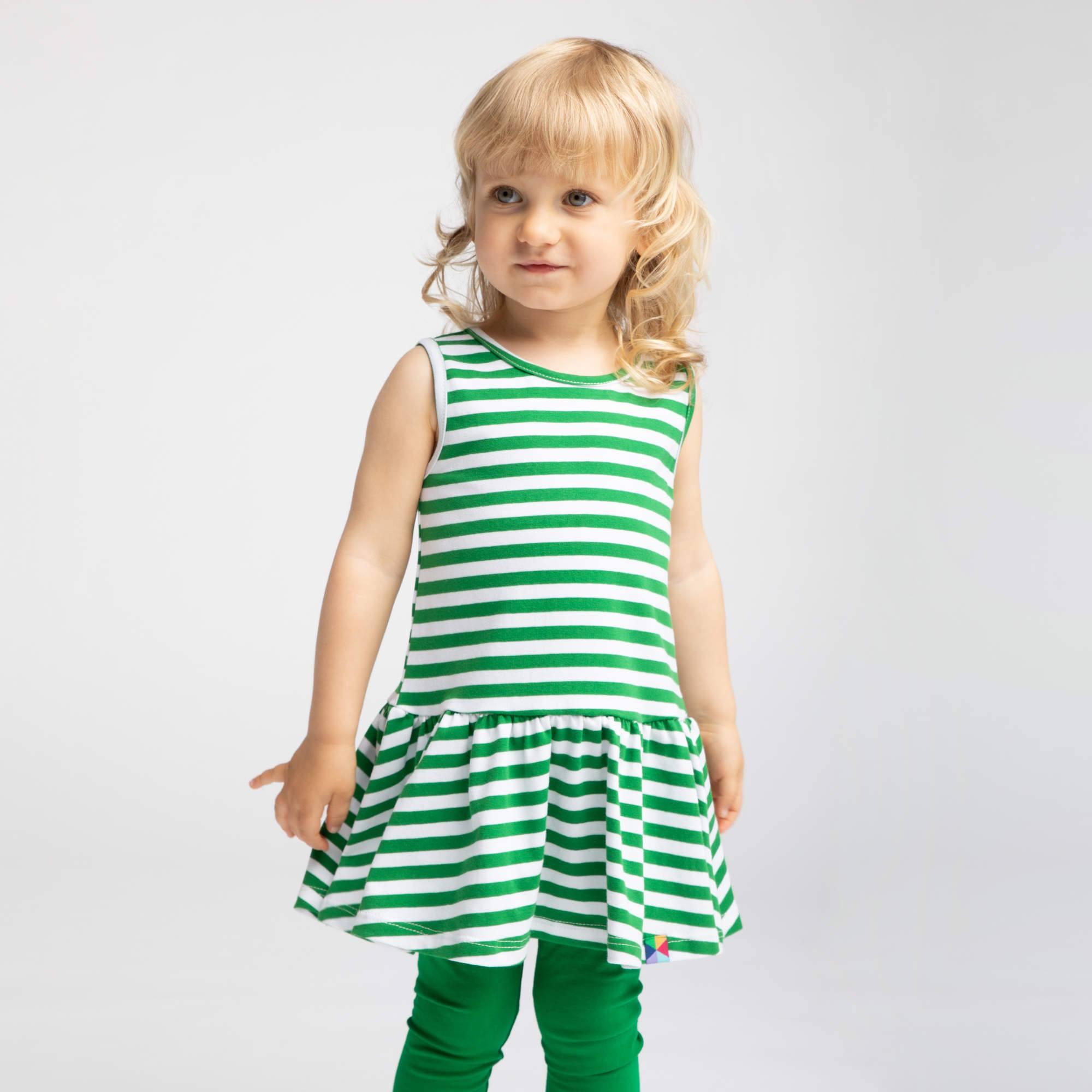 Green stripes sleeveless dress