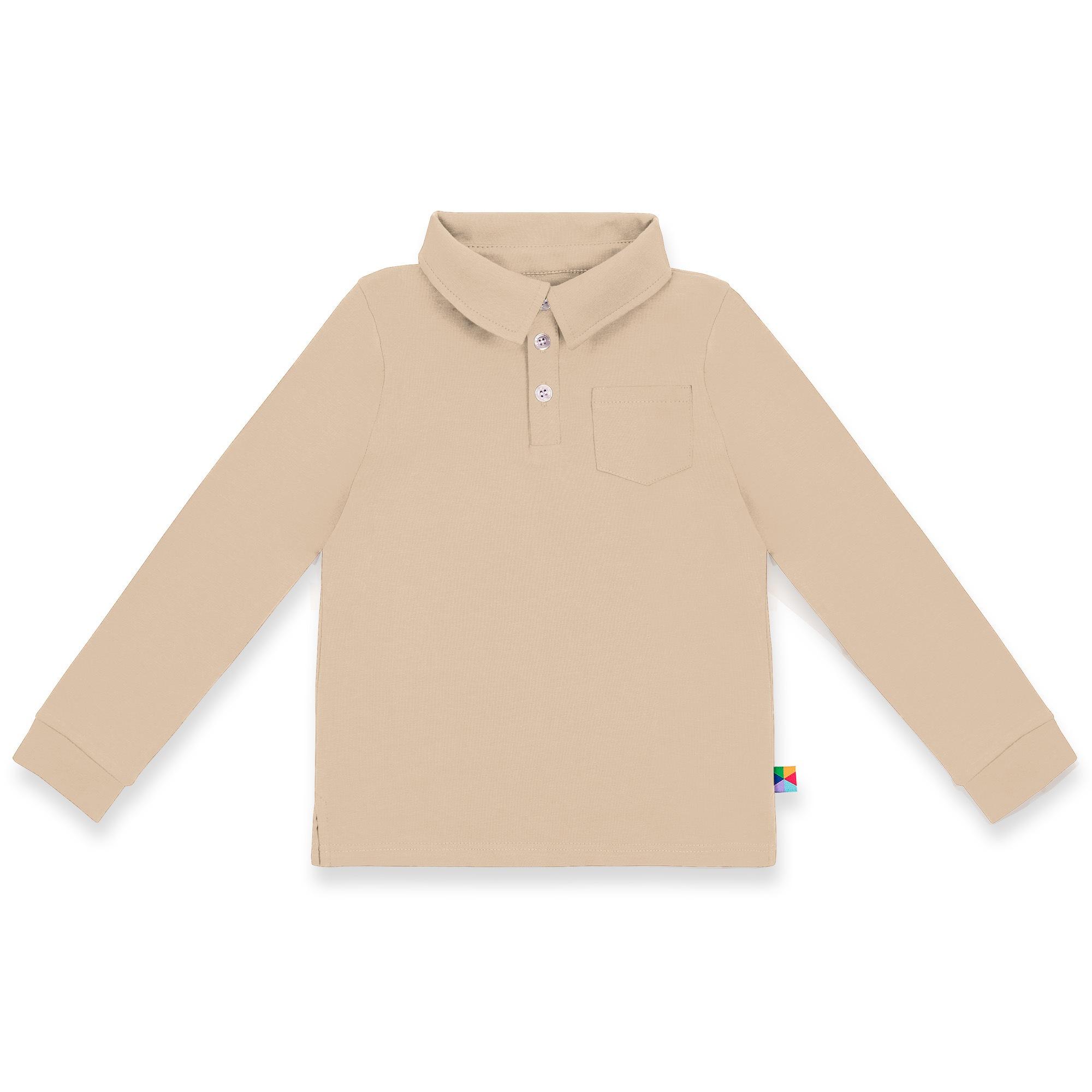 Beige long sleeve polo shirt