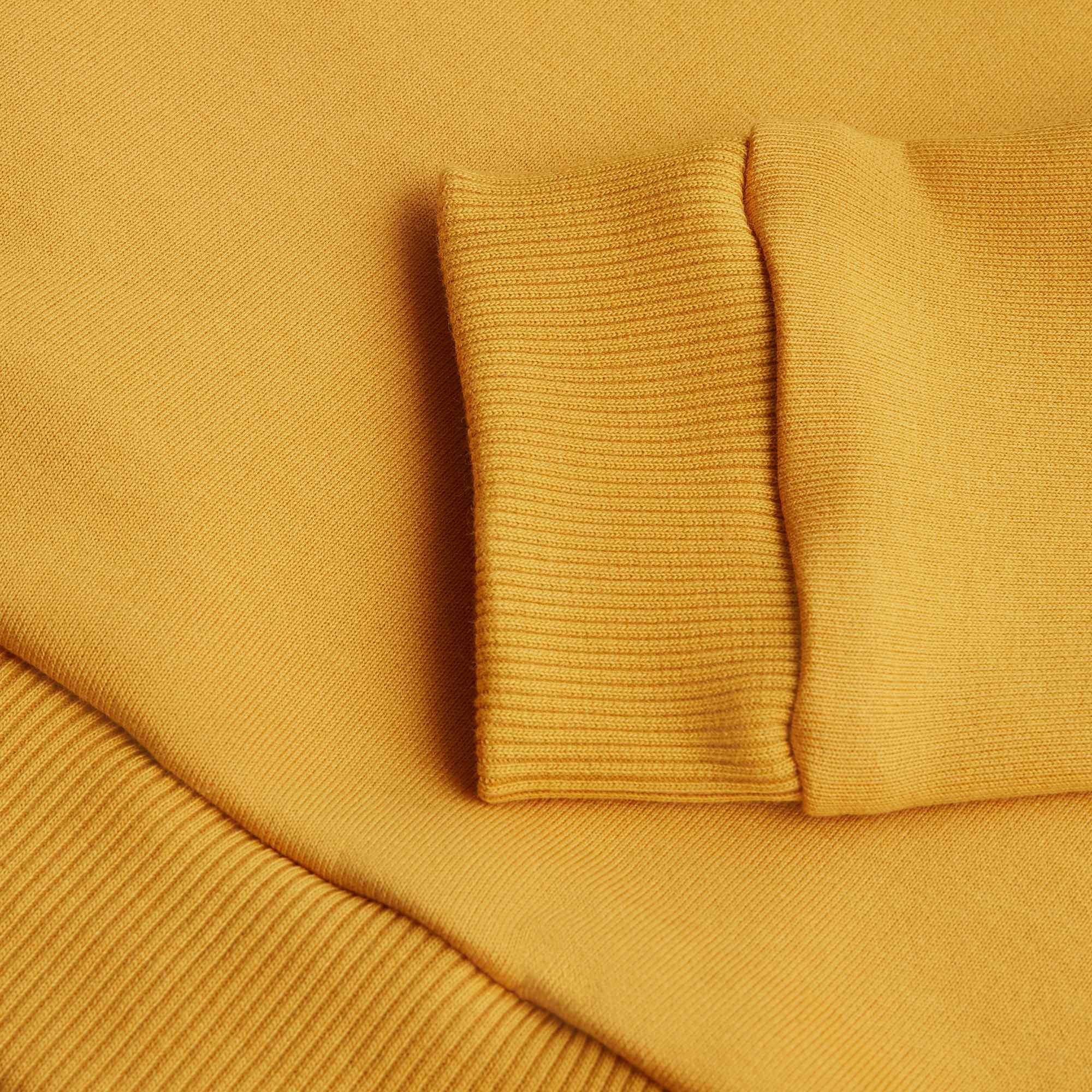 Mustard fleece-lined pullover hoodie