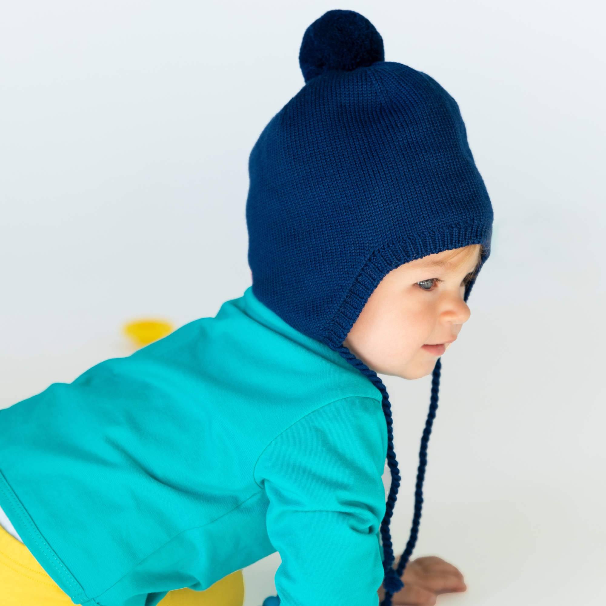 Navy blue merino wool hat Baby