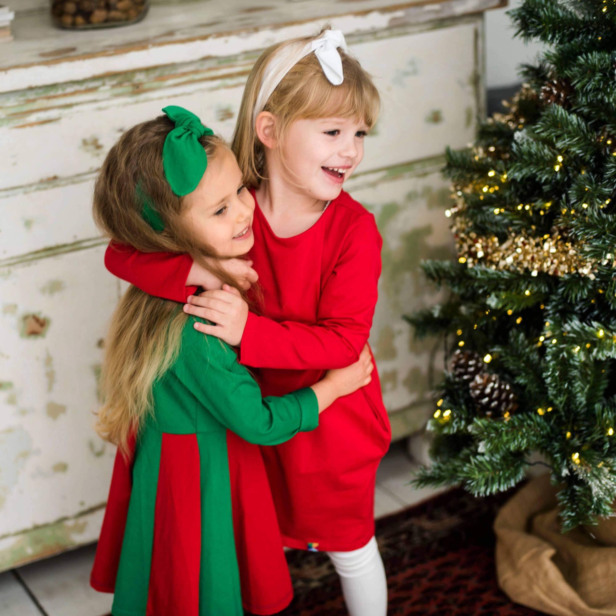 Green - red two-tone frill dress