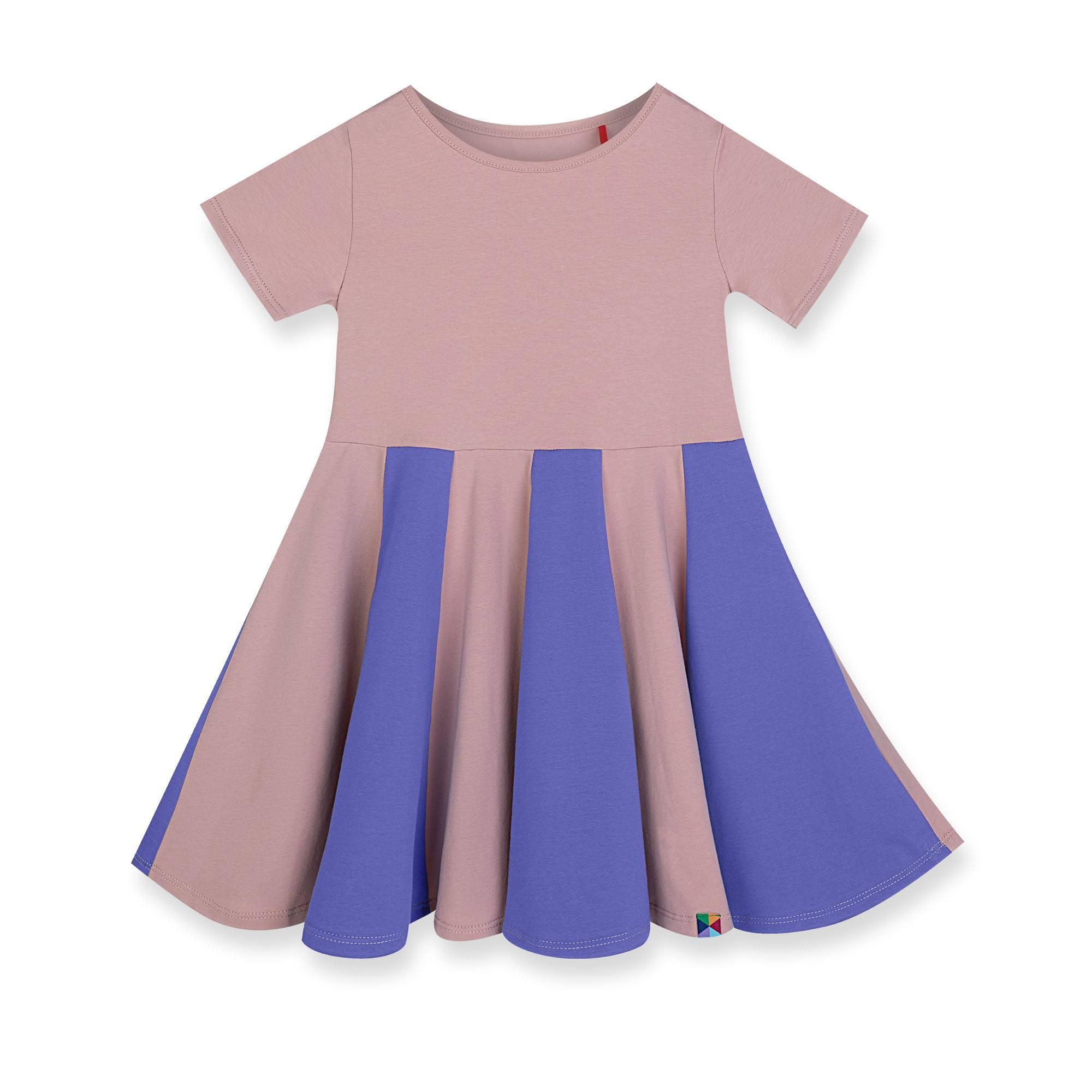 Pastel pink - very peri short sleeve dress with colorful ruffle