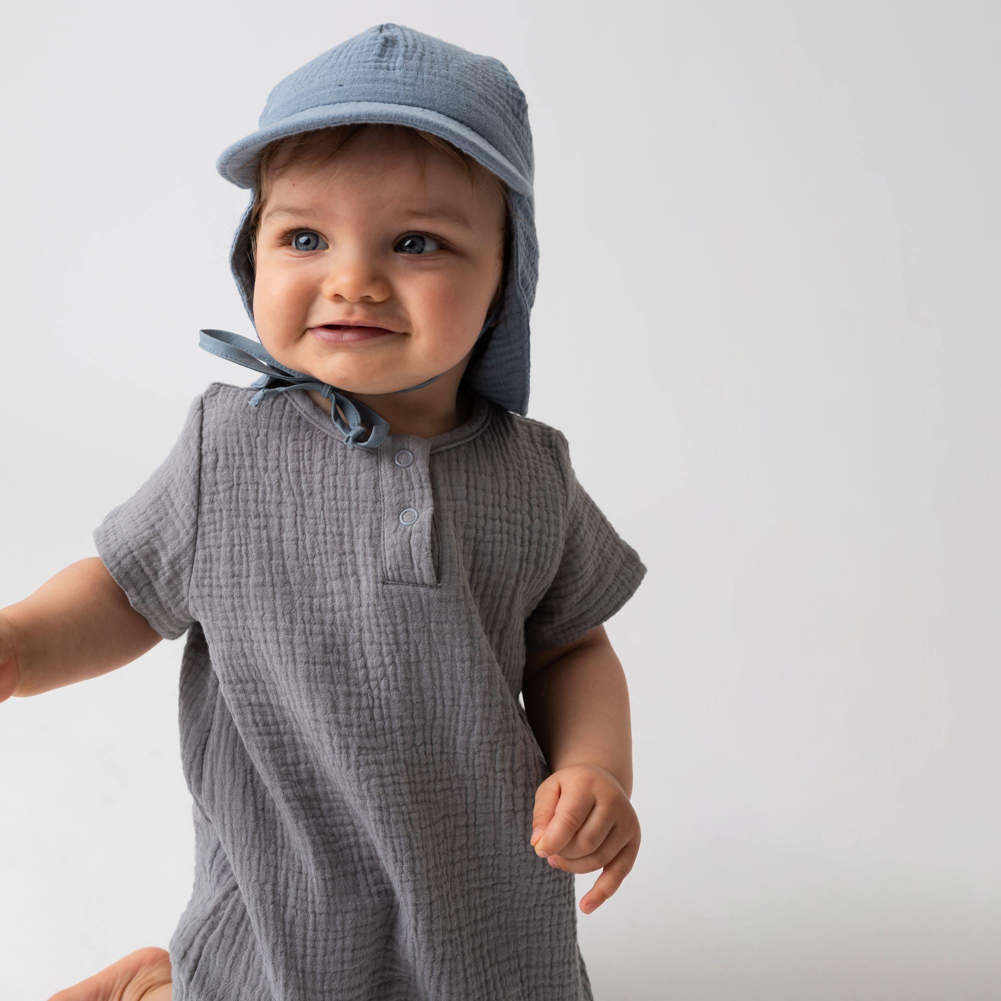 Sky blue muslin sun hat Baby