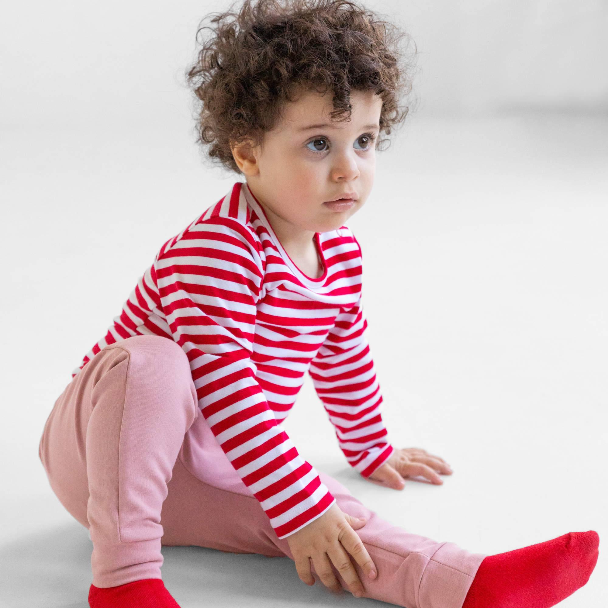 Red stripes long sleeve bodysuit