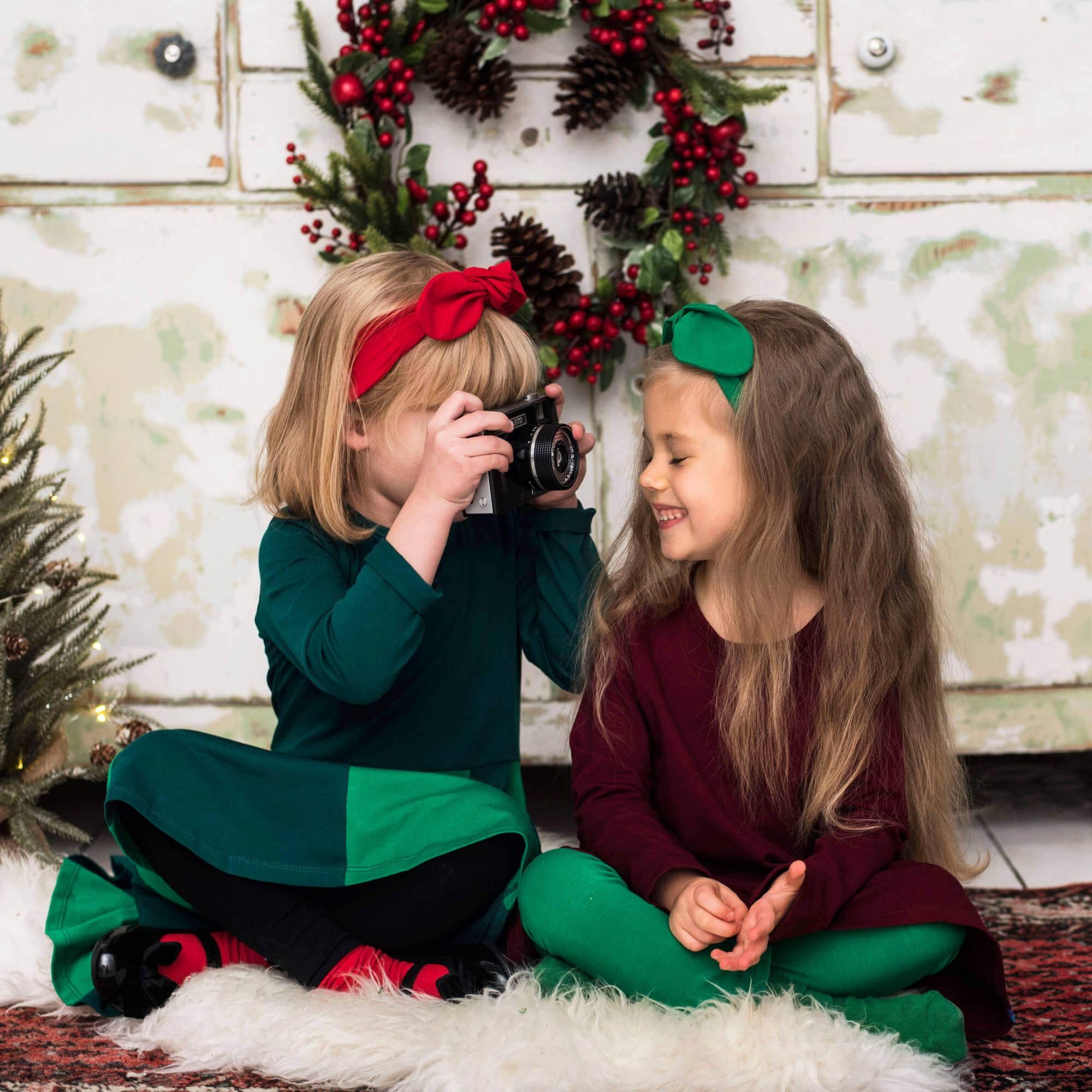 Bottle-green - green two-tone frill dress