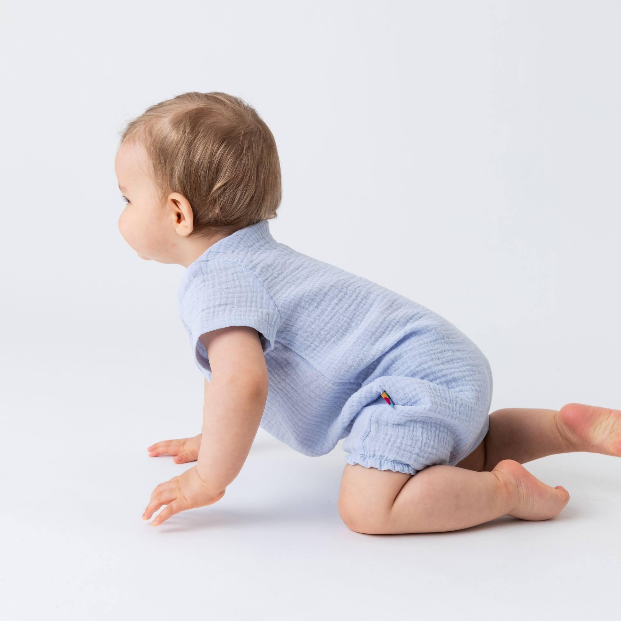 Light blue muslin romper Baby