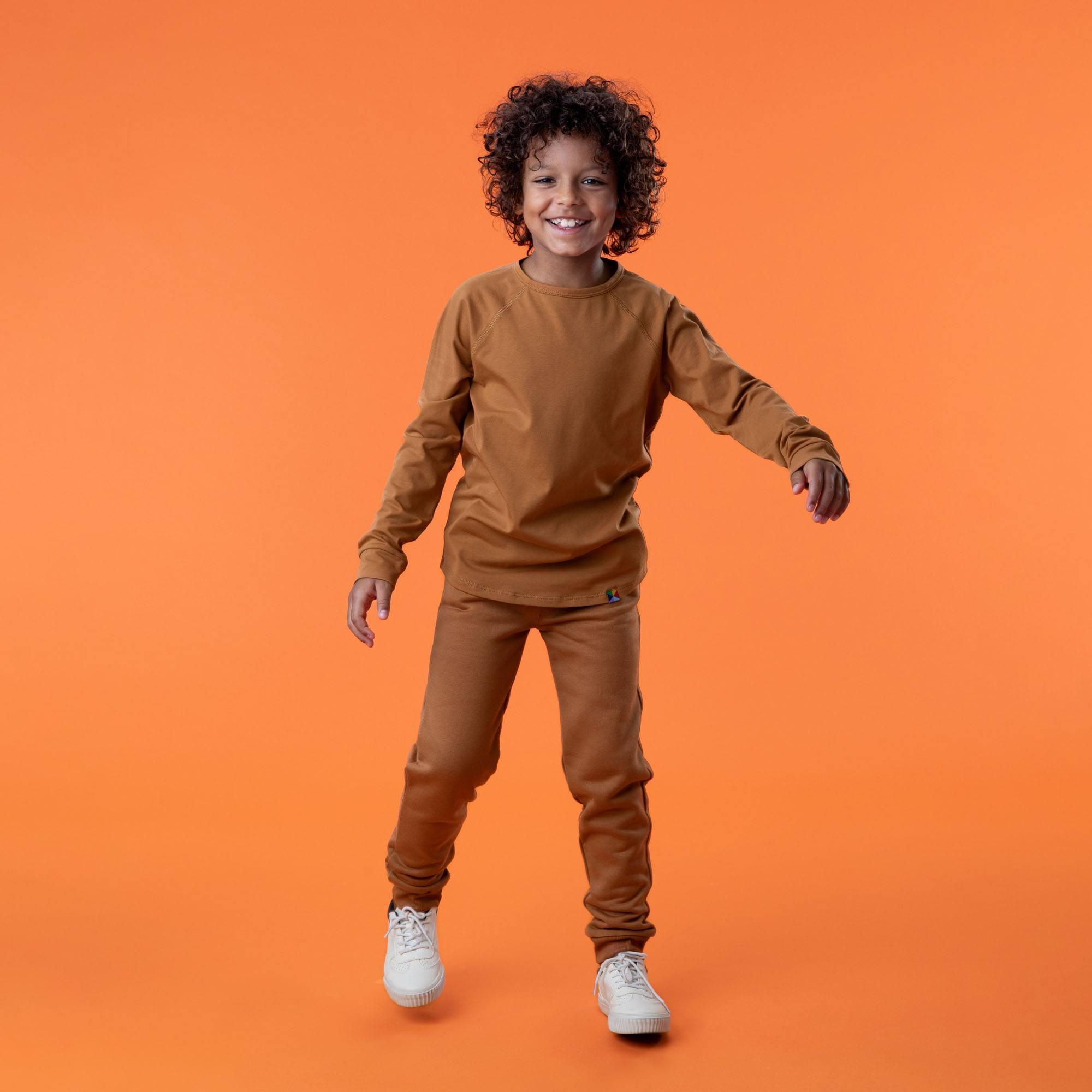 Caramel fleece-lined joggers kids