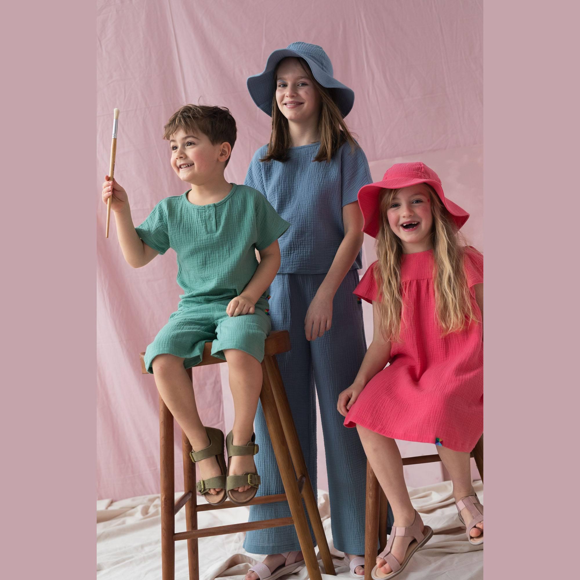 Coral muslin brimmed hat