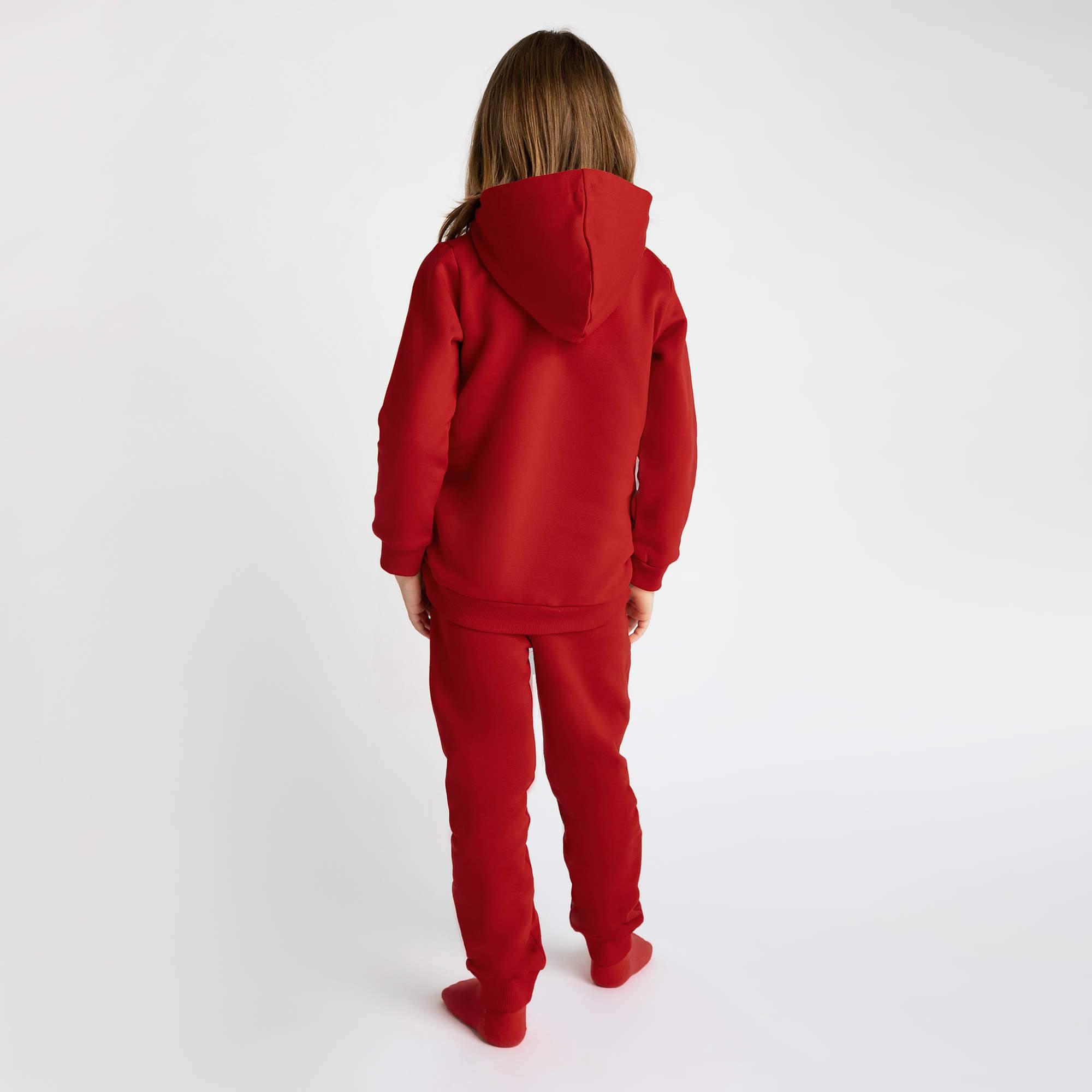 Red fleece-lined pullover hoodie