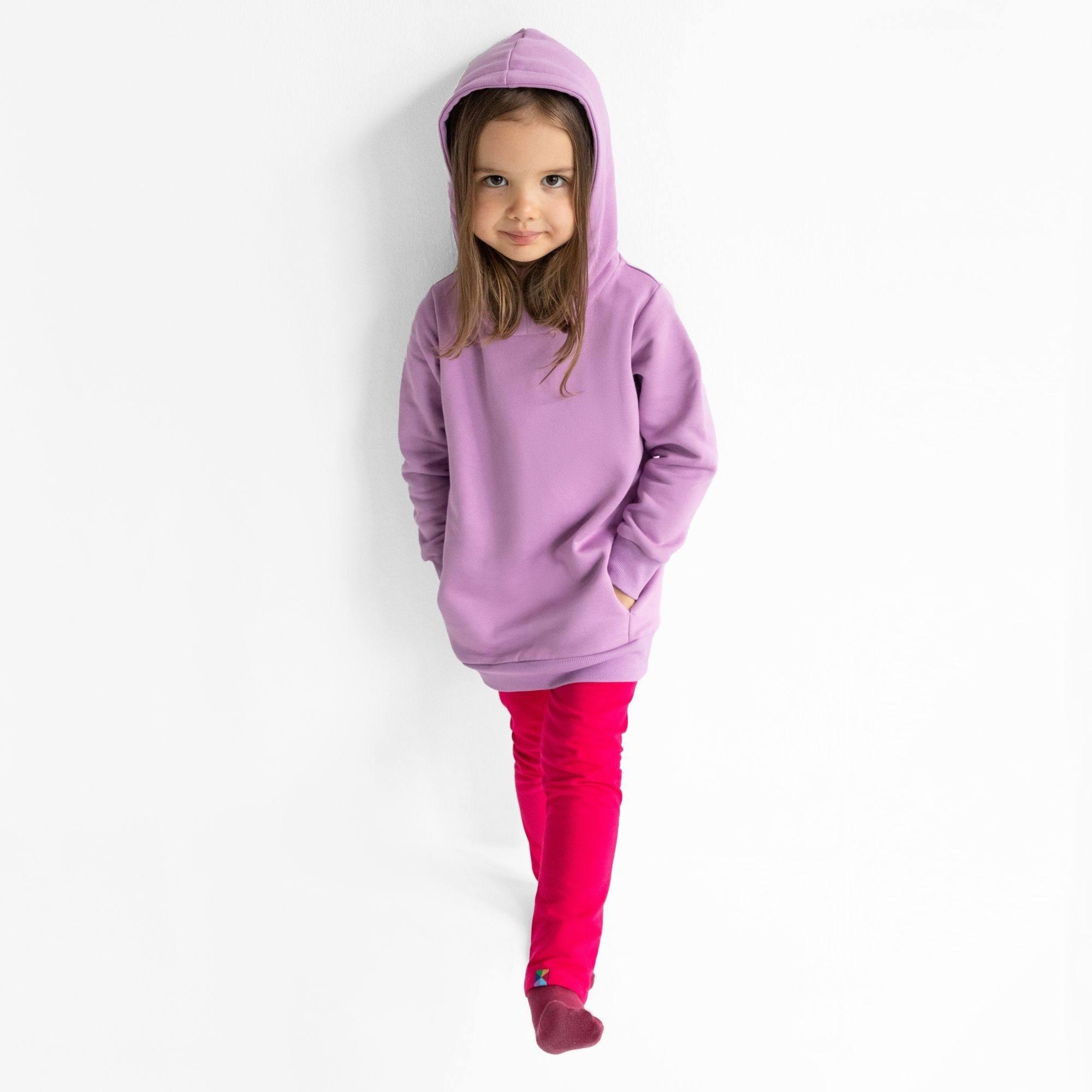 Light purple fleece-lined pullover hoodie