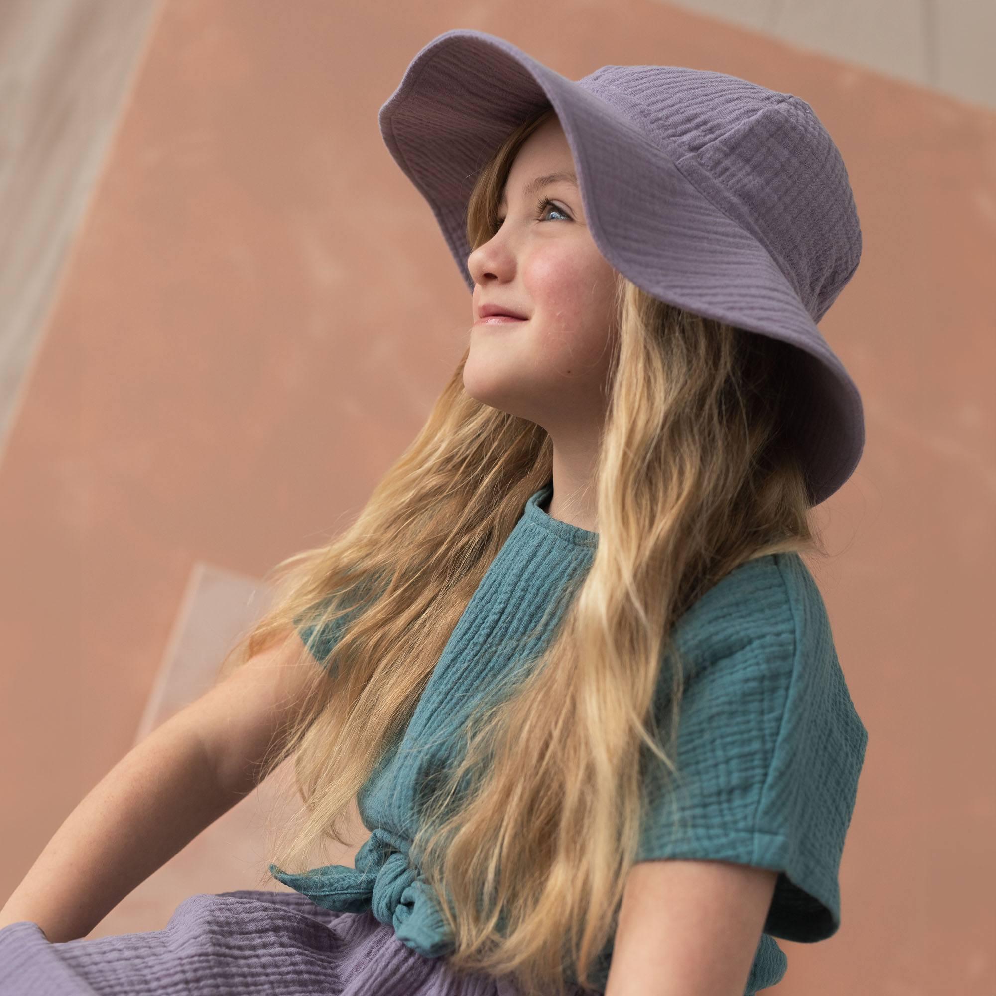 Heather muslin brimmed hat