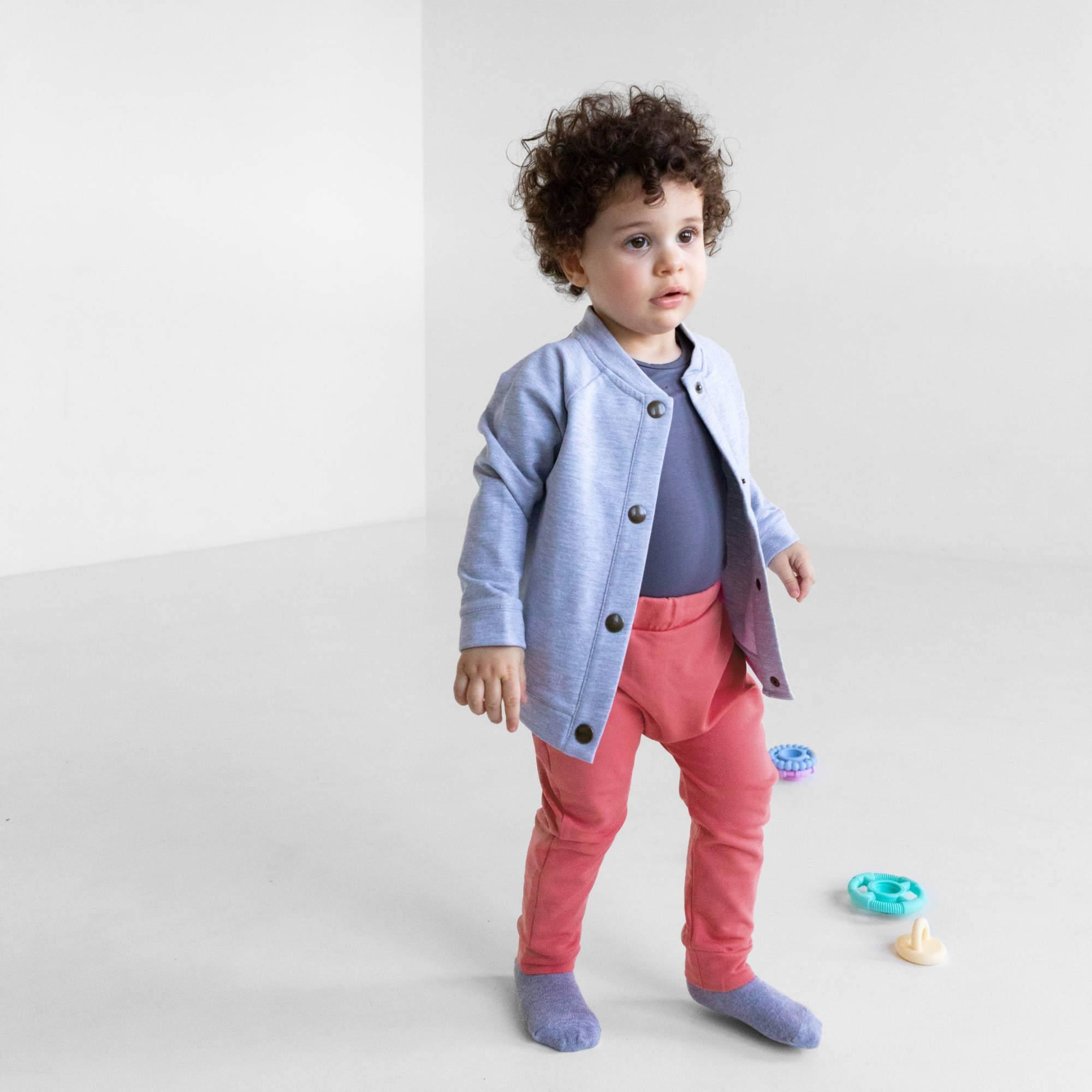 Grey melange button-up bomber jacket Baby