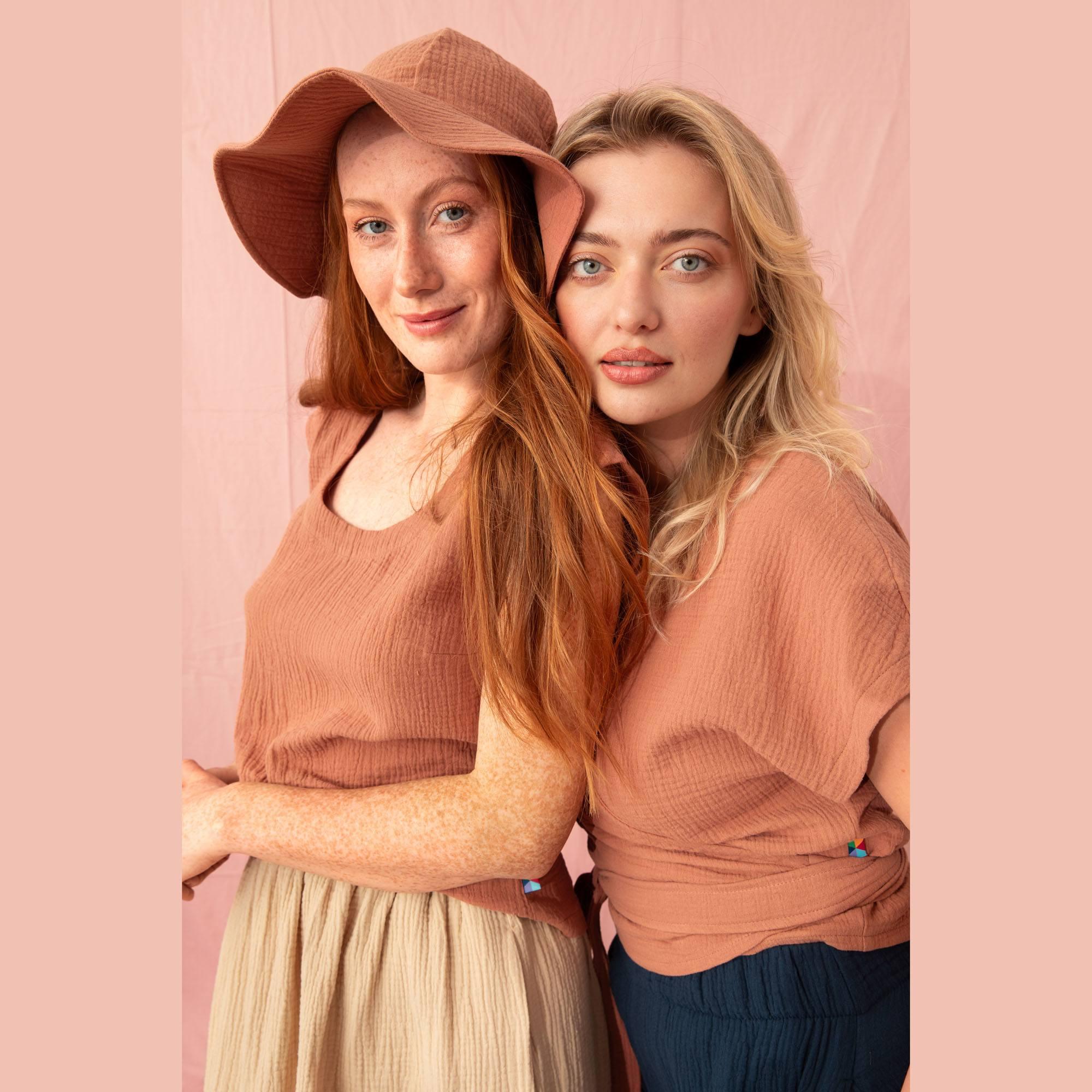 Caramel muslin brimmed hat Women